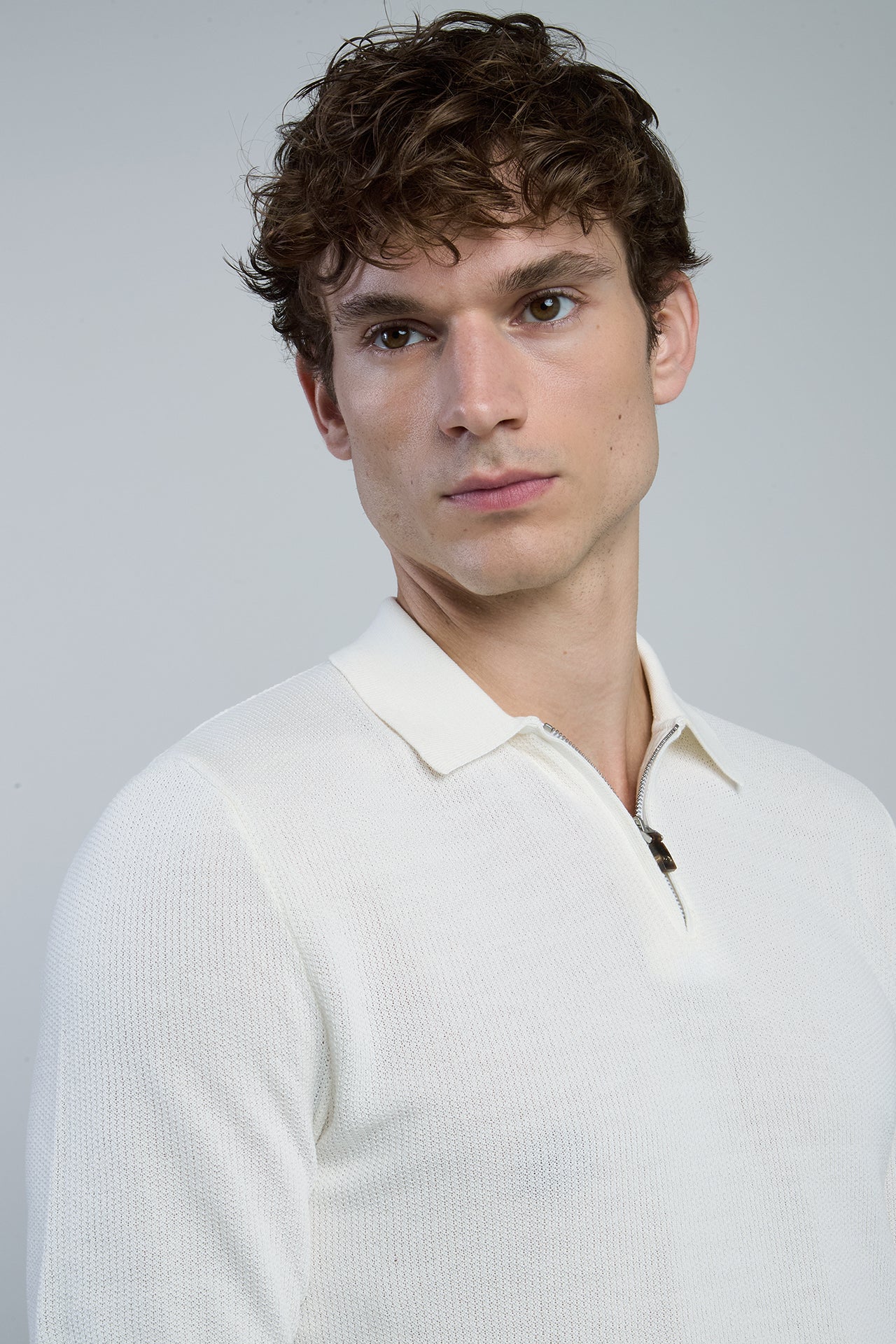 Men's Cotton Honeycomb Half-Zip Polo Sweater | Eleventy - Image 4