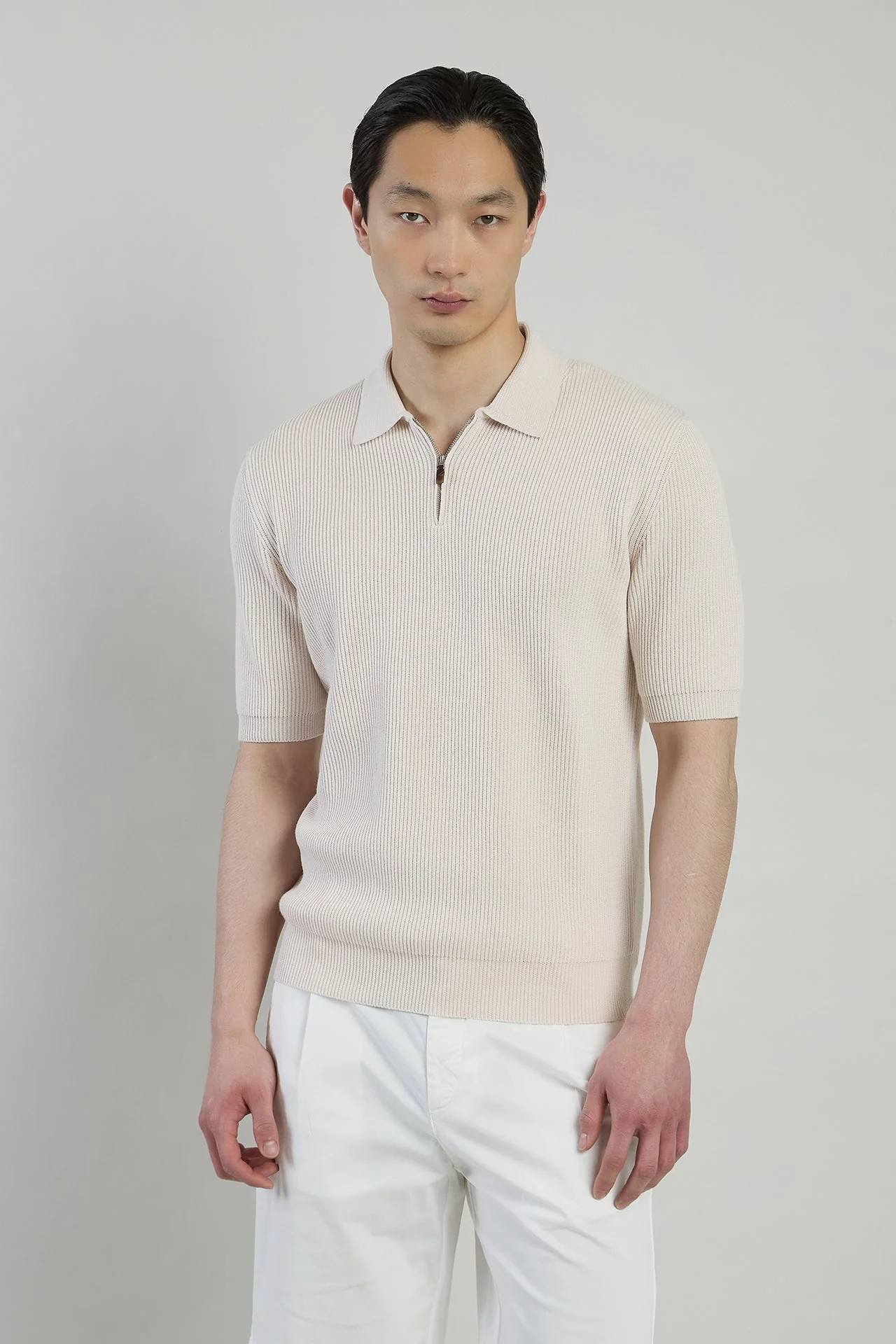 Men's Half-Zip Cotton and Cashmere Polo Sweater | Eleventy - Image 2