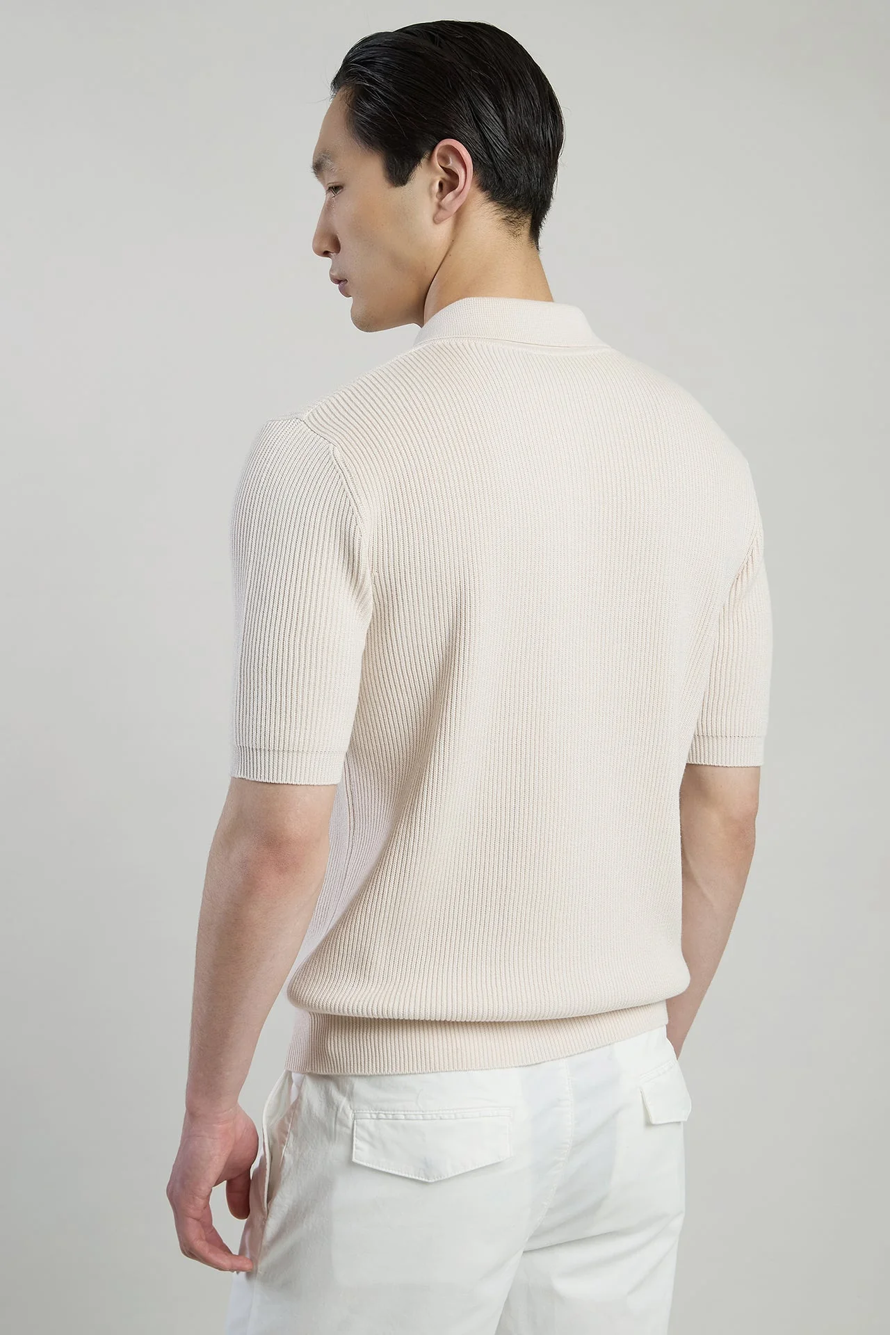 Men's Half-Zip Cotton and Cashmere Polo Sweater | Eleventy - Image 3