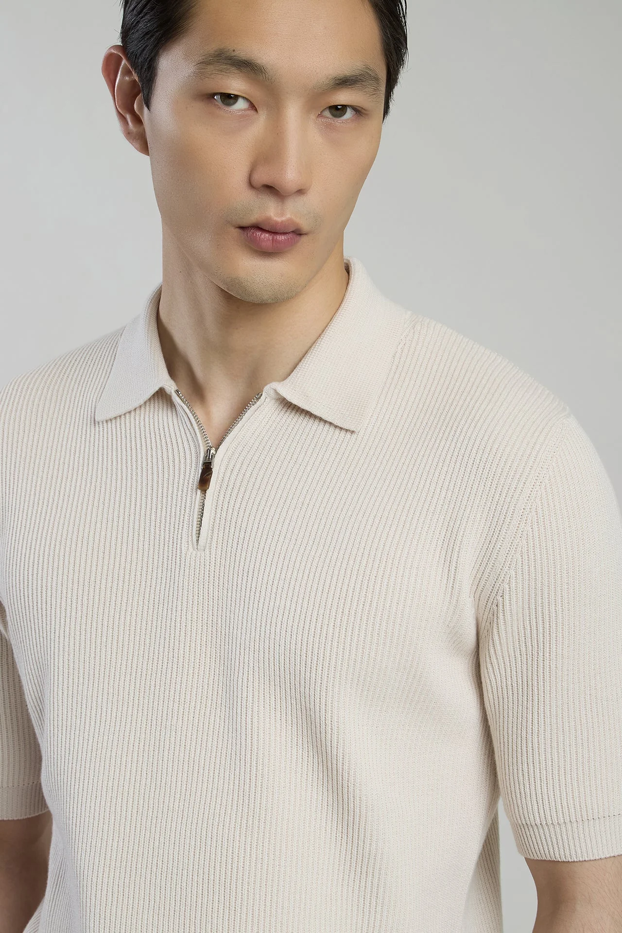 Men's Half-Zip Cotton and Cashmere Polo Sweater | Eleventy - Image 4