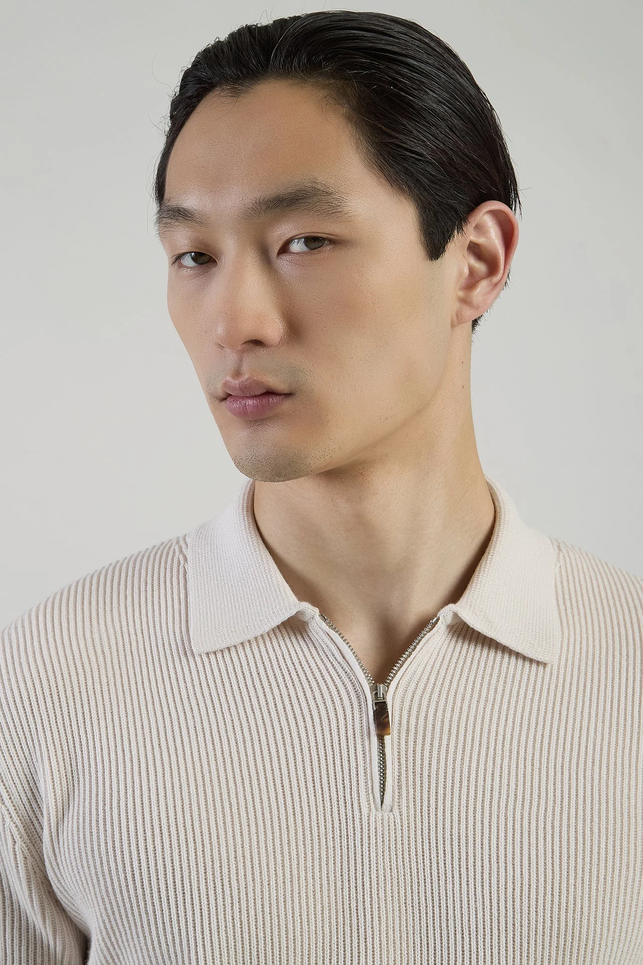 Men's Half-Zip Cotton and Cashmere Polo Sweater | Eleventy - Image 5
