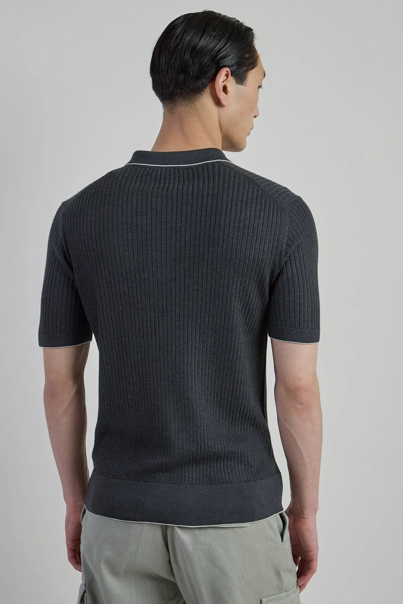 Men's Half-Zip Merino Wool and Silk Polo Sweater | Eleventy - Image 3