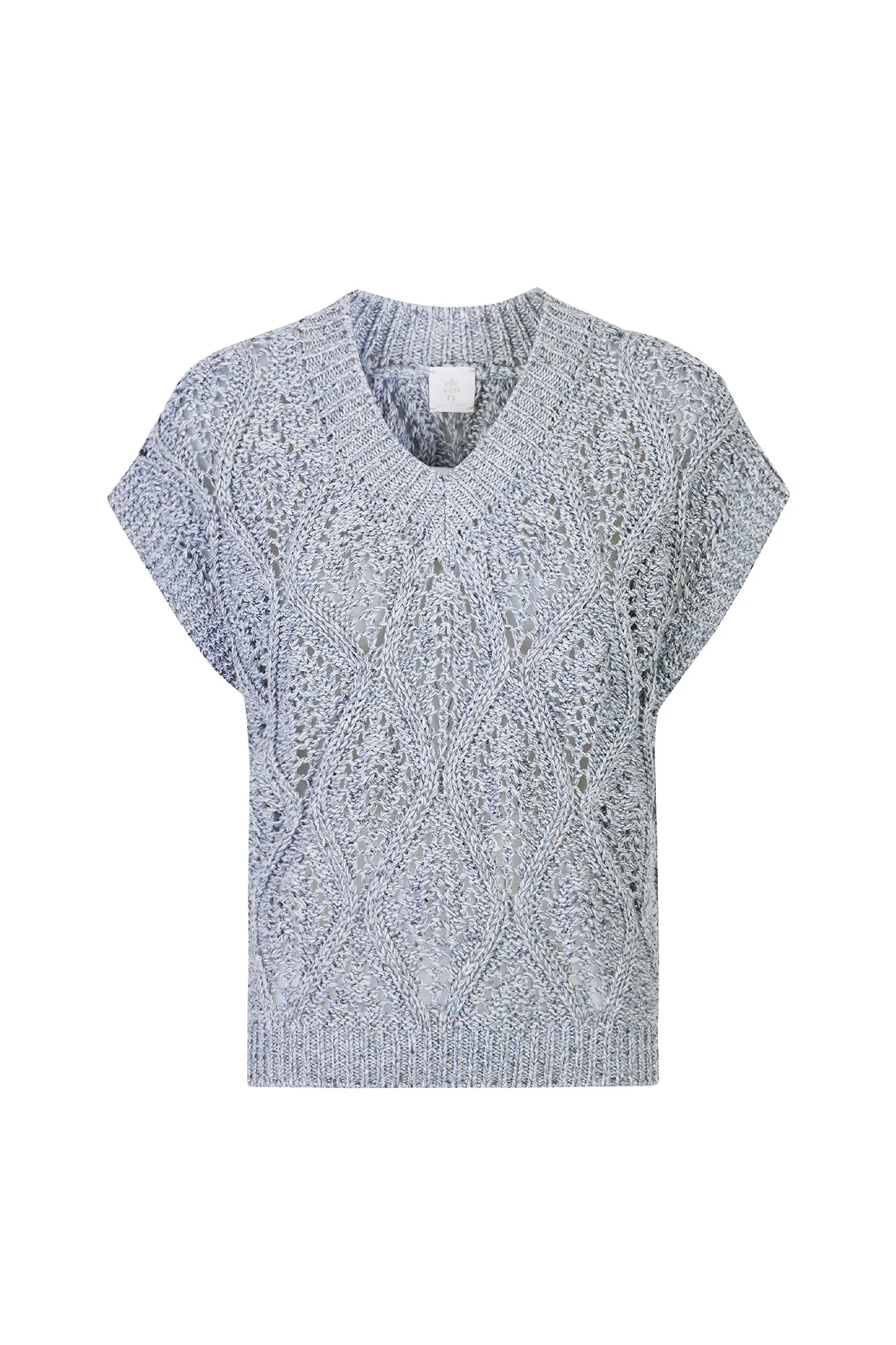 Women's V-Neck Cotton and Linen Sweater with Sequins | Eleventy