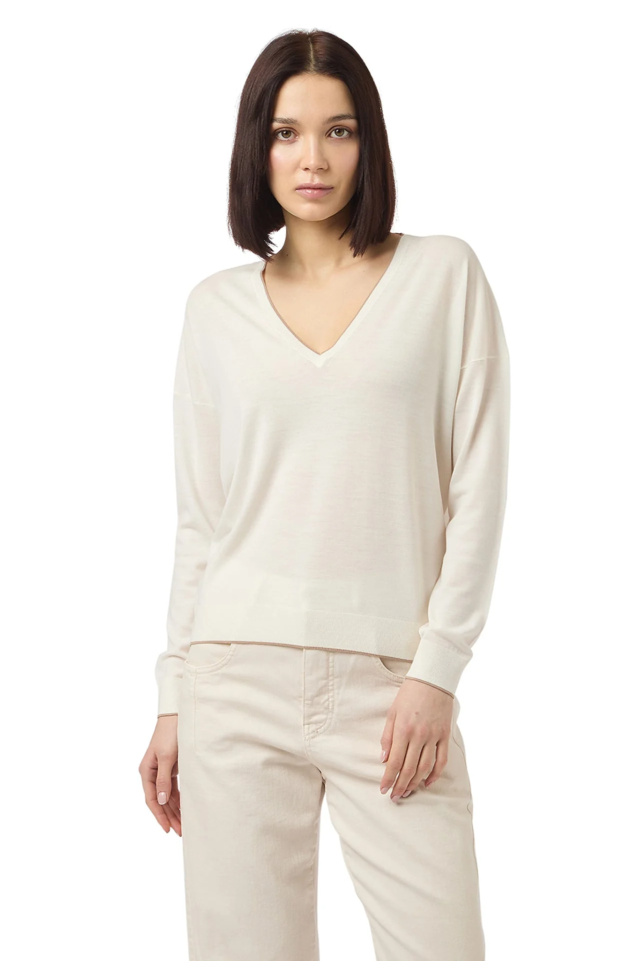 V-NECK TIPPING SWEATER - Image 2