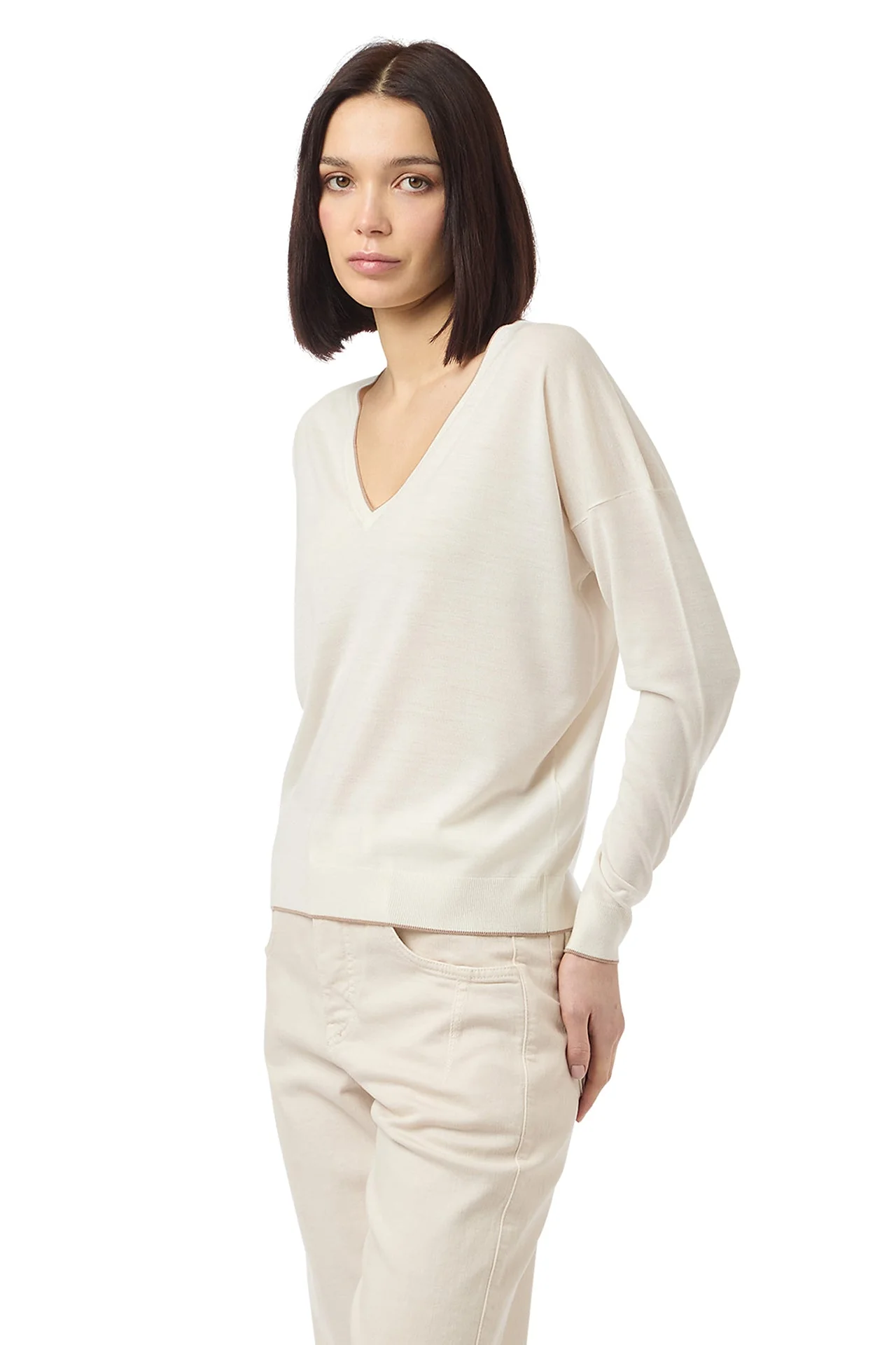 V-NECK TIPPING SWEATER - Image 3