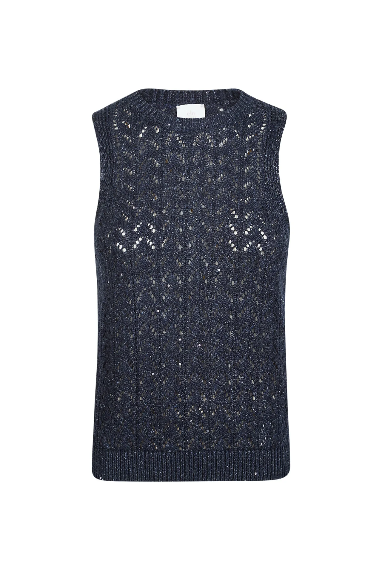 Cotton Linen Sleeveless Sweater with Sequin Details | Eleventy