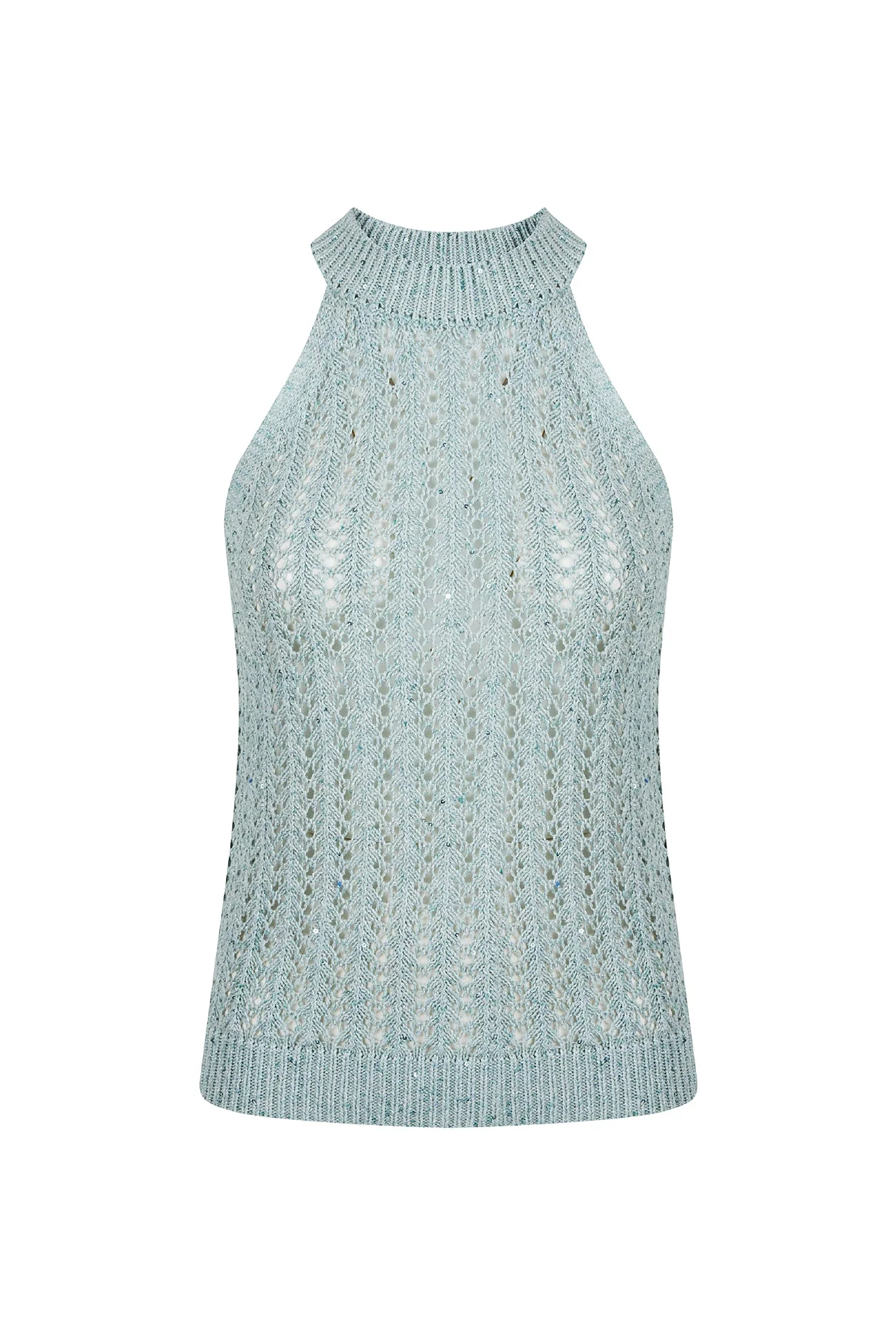 Women's Cotton and Linen Sleeveless Sequin Sweater | Eleventy