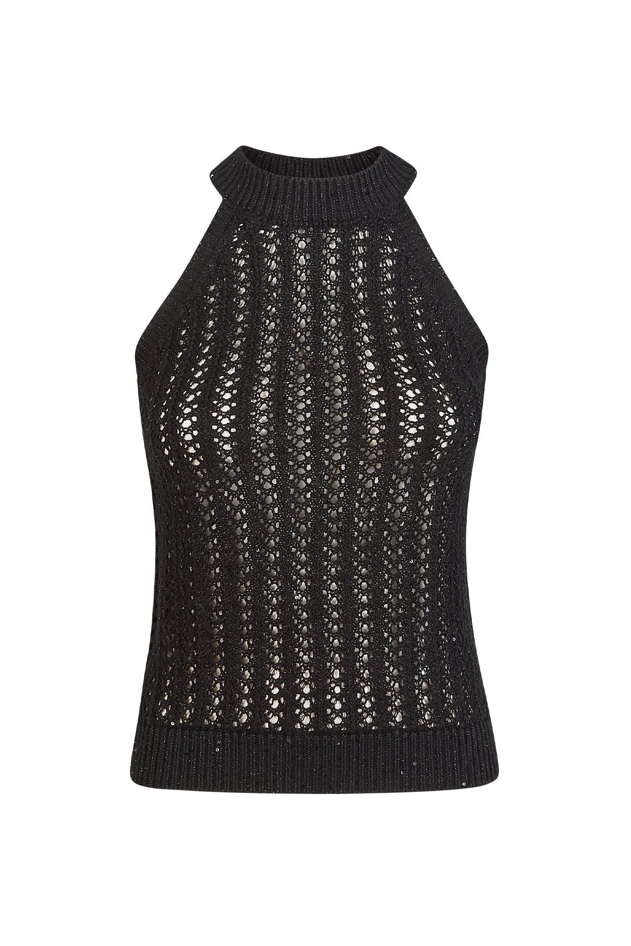 Women's Cotton and Linen Sleeveless Sequin Sweater | Eleventy - Image 5