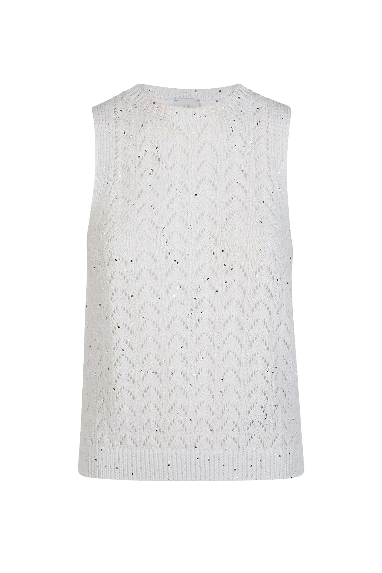 Cotton Linen Sleeveless Sweater with Sequin Details | Eleventy - Image 5
