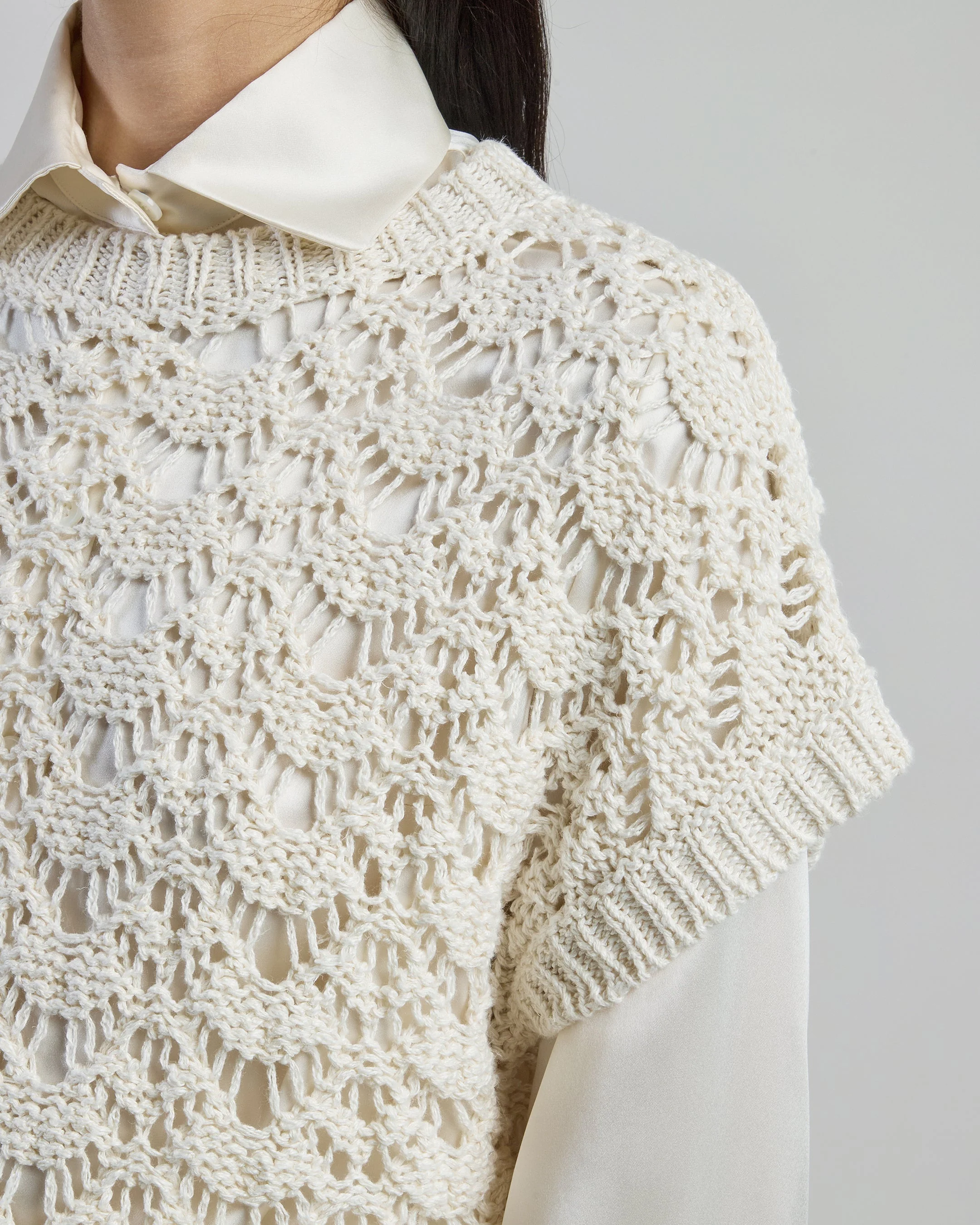 Women's Linen and Silk Sleeveless Micro-Bouclé Sweater | Eleventy - Image 4