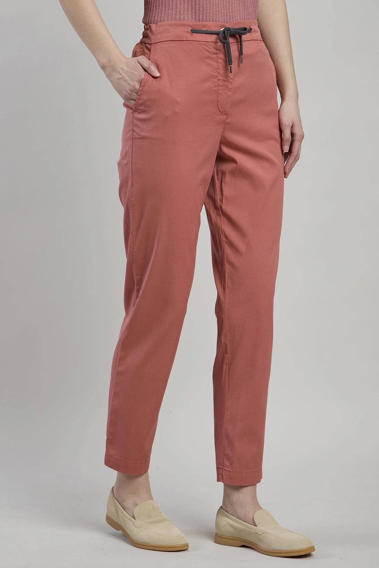 Women's Cotton and Lyocell Drawstring Trousers | Eleventy - Image 2