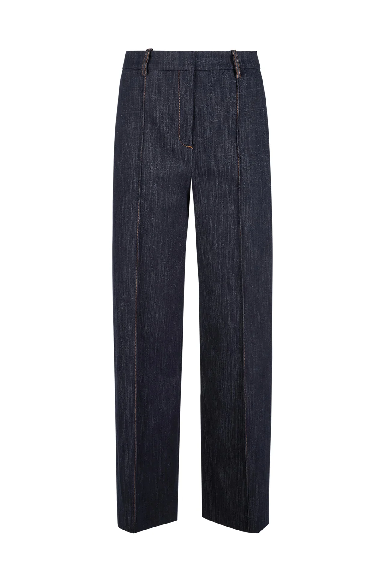 Flared Cotton Trousers with Denim Effect and Lurex | Eleventy