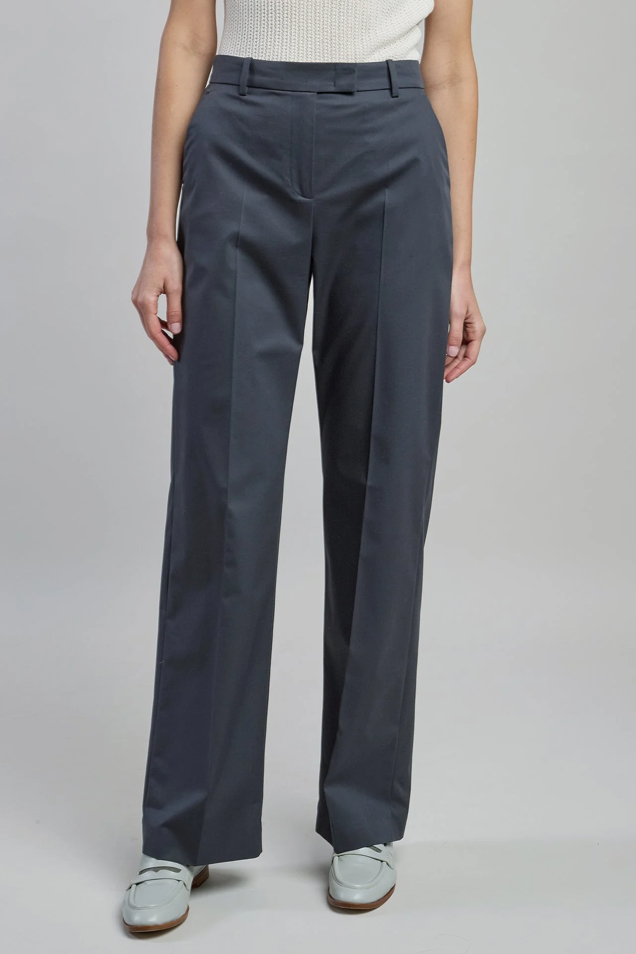 Women's Straight Leg Cotton and Lyocell Trousers | Eleventy - Image 2
