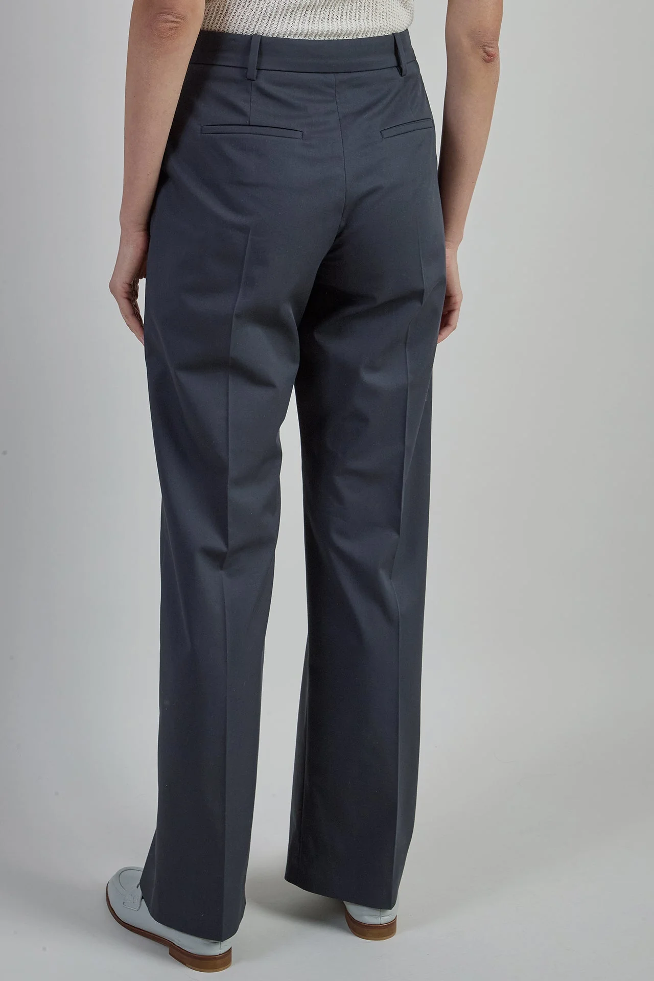 Women's Straight Leg Cotton and Lyocell Trousers | Eleventy - Image 3