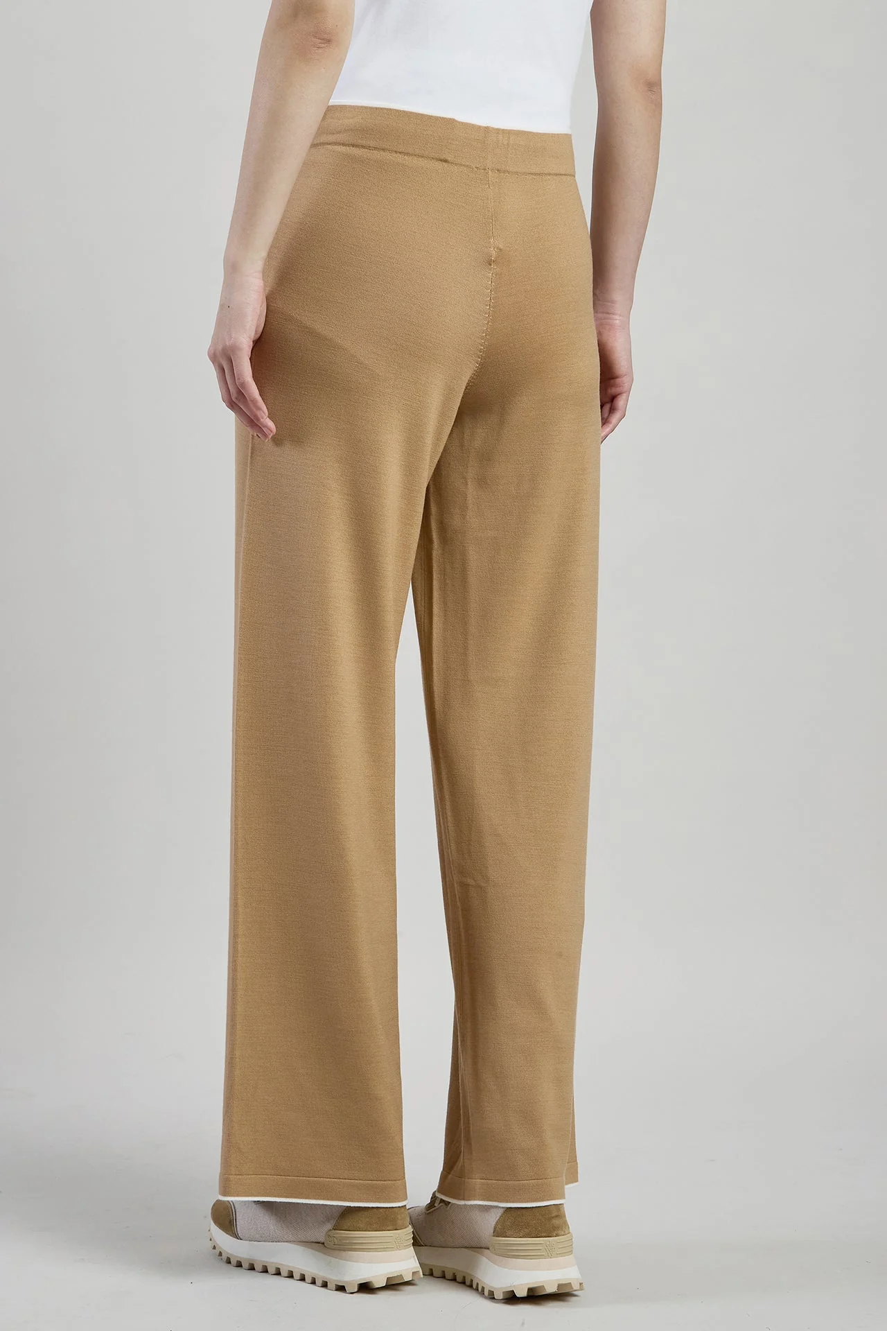 Women's 14 Micron Wool Knit Trousers with Contrast | Eleventy - Image 3