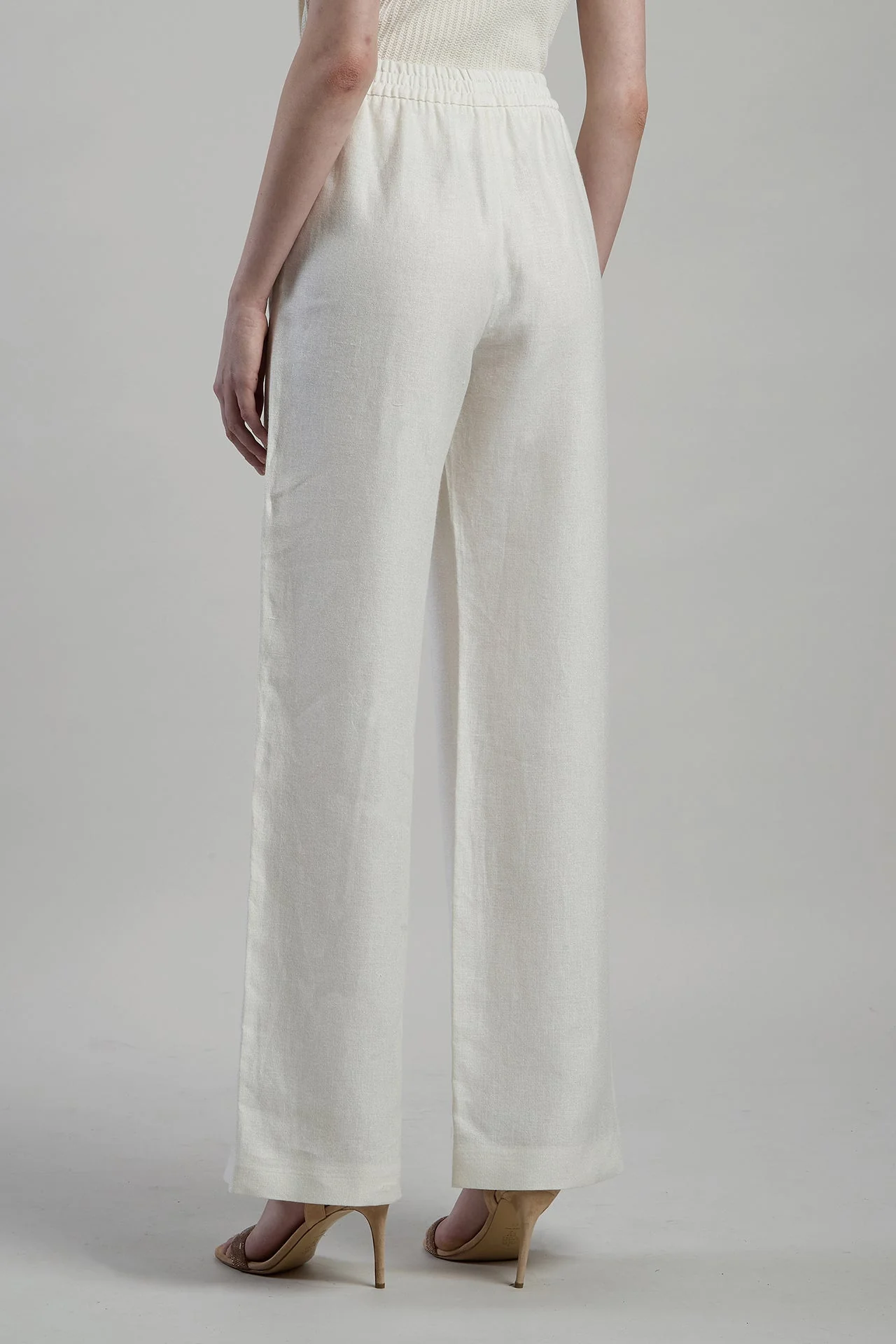 Women's Lurex Linen and Viscose Wide-Leg Trousers | Eleventy - Image 3