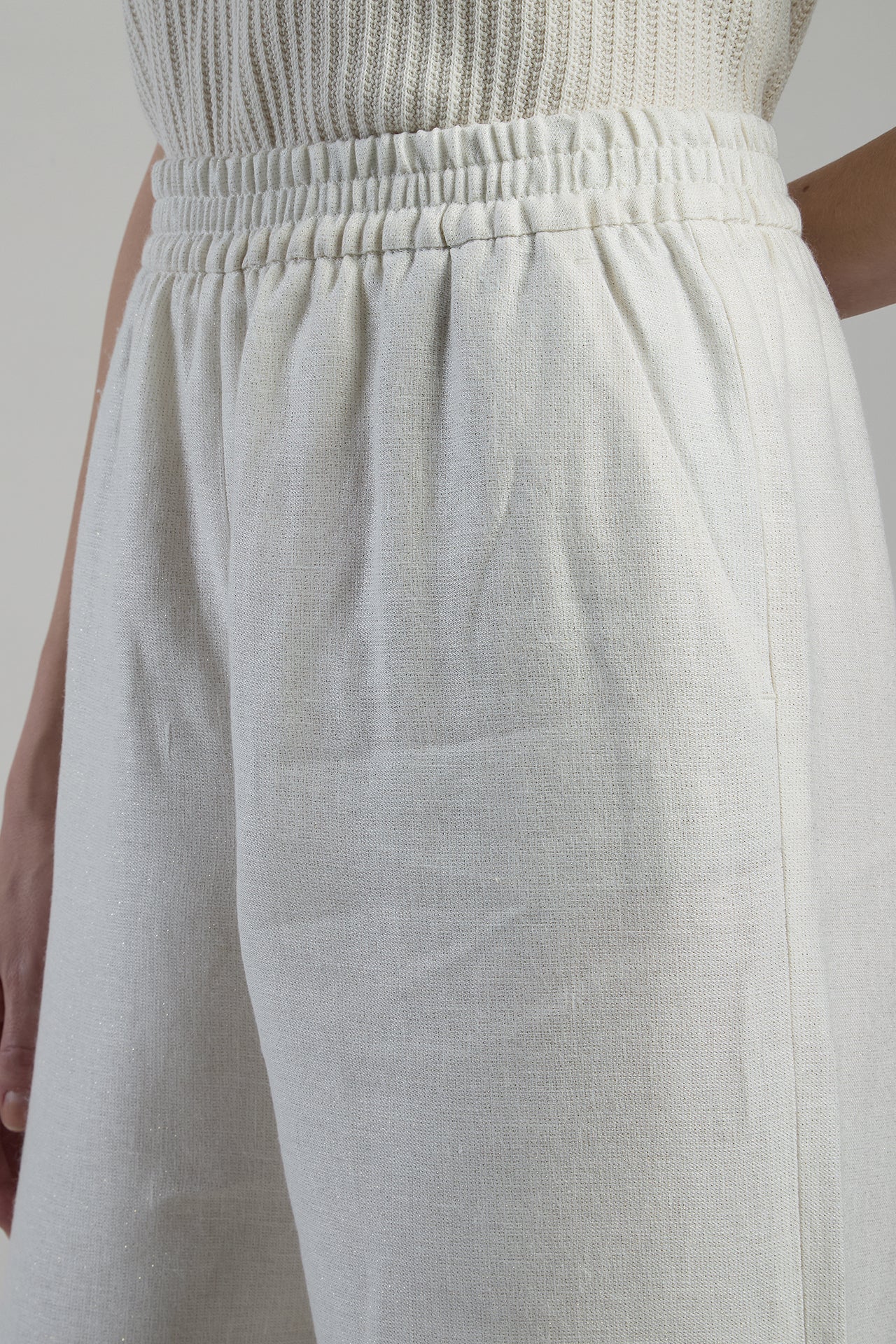 Women's Lurex Linen and Viscose Wide-Leg Trousers | Eleventy - Image 4