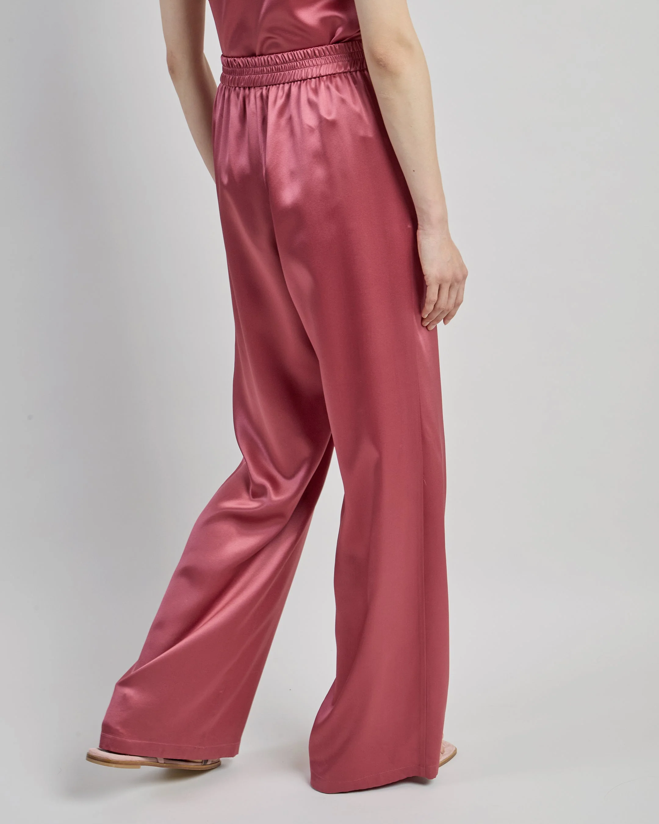 Women's Wide-Leg Comasca Silk Satin Trousers | Eleventy - Image 3