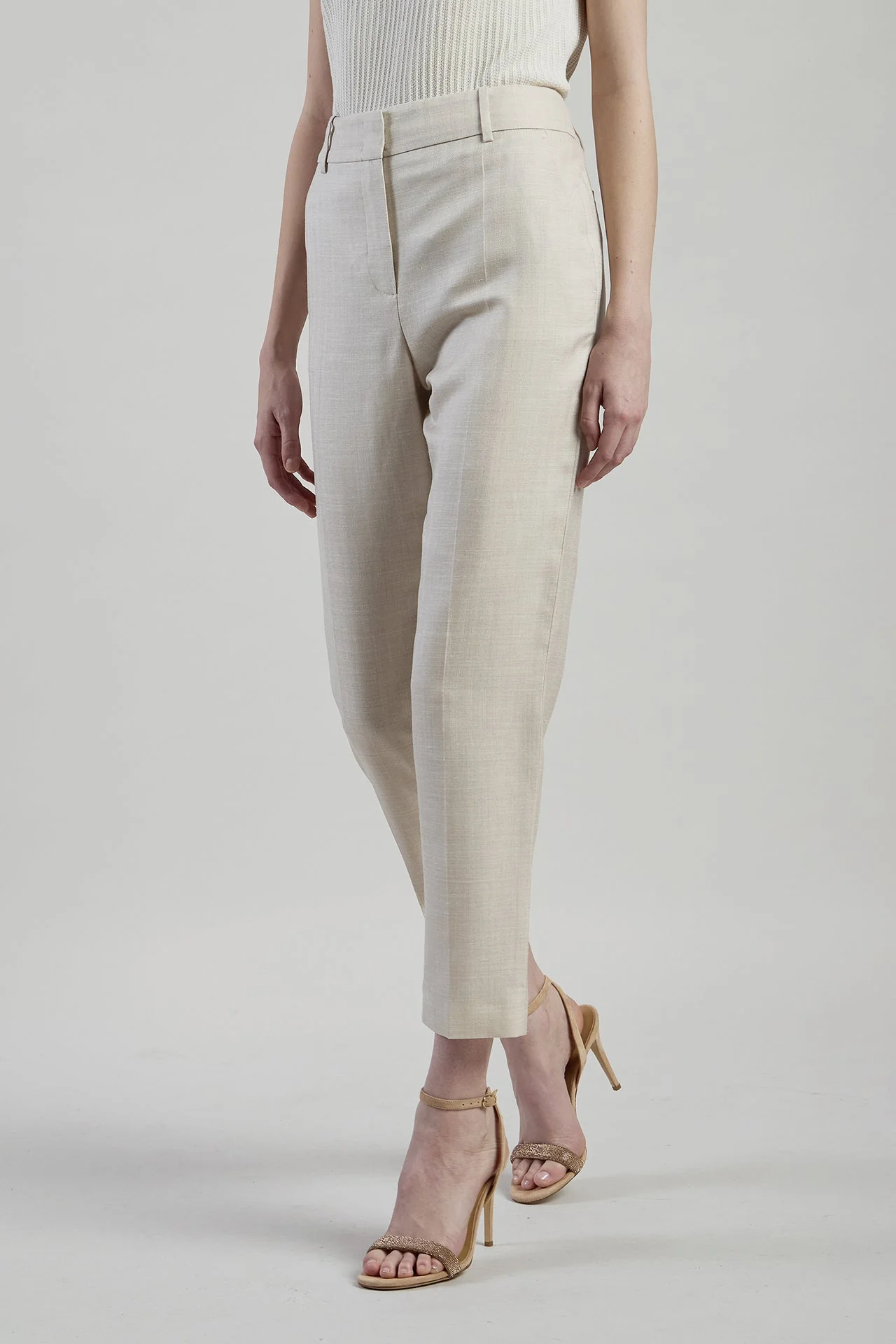 Women's Slim Wool Silk Linen Micro Herringbone | Eleventy - Image 2