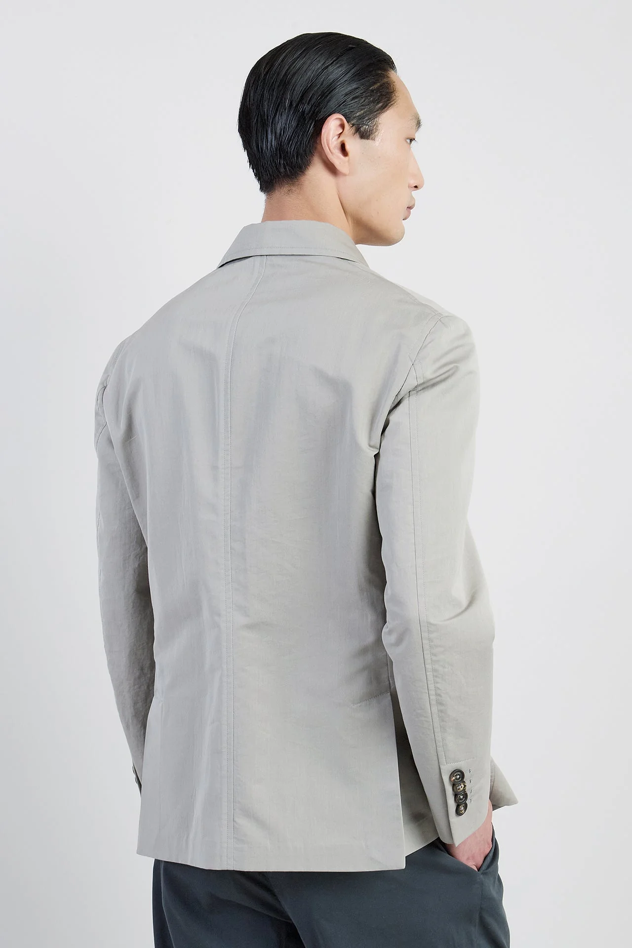 Men's Double-Breasted Peacoat in Cotton and Silk Blend | Eleventy - Image 3