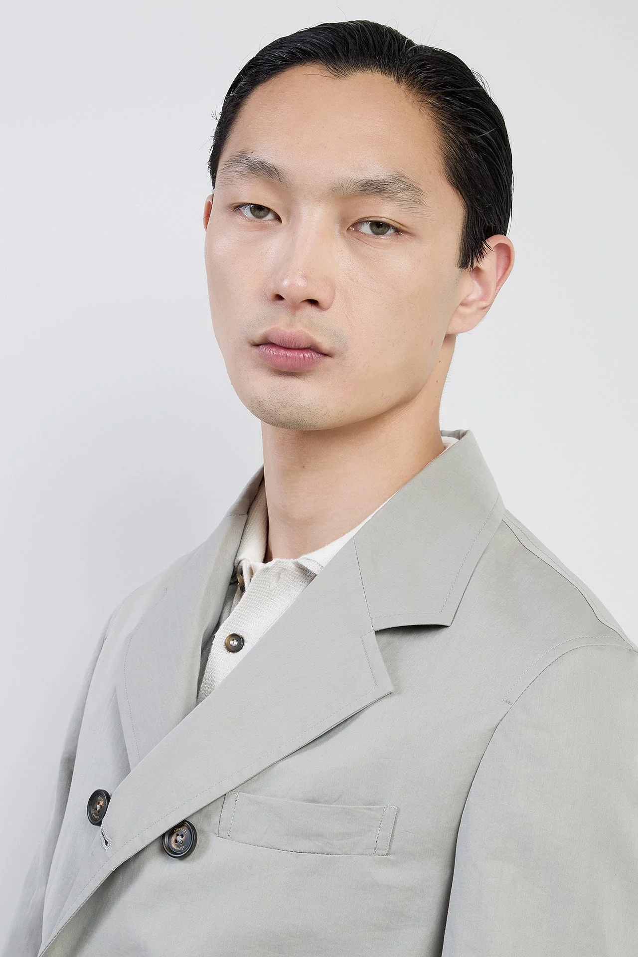 Men's Double-Breasted Peacoat in Cotton and Silk Blend | Eleventy - Image 4
