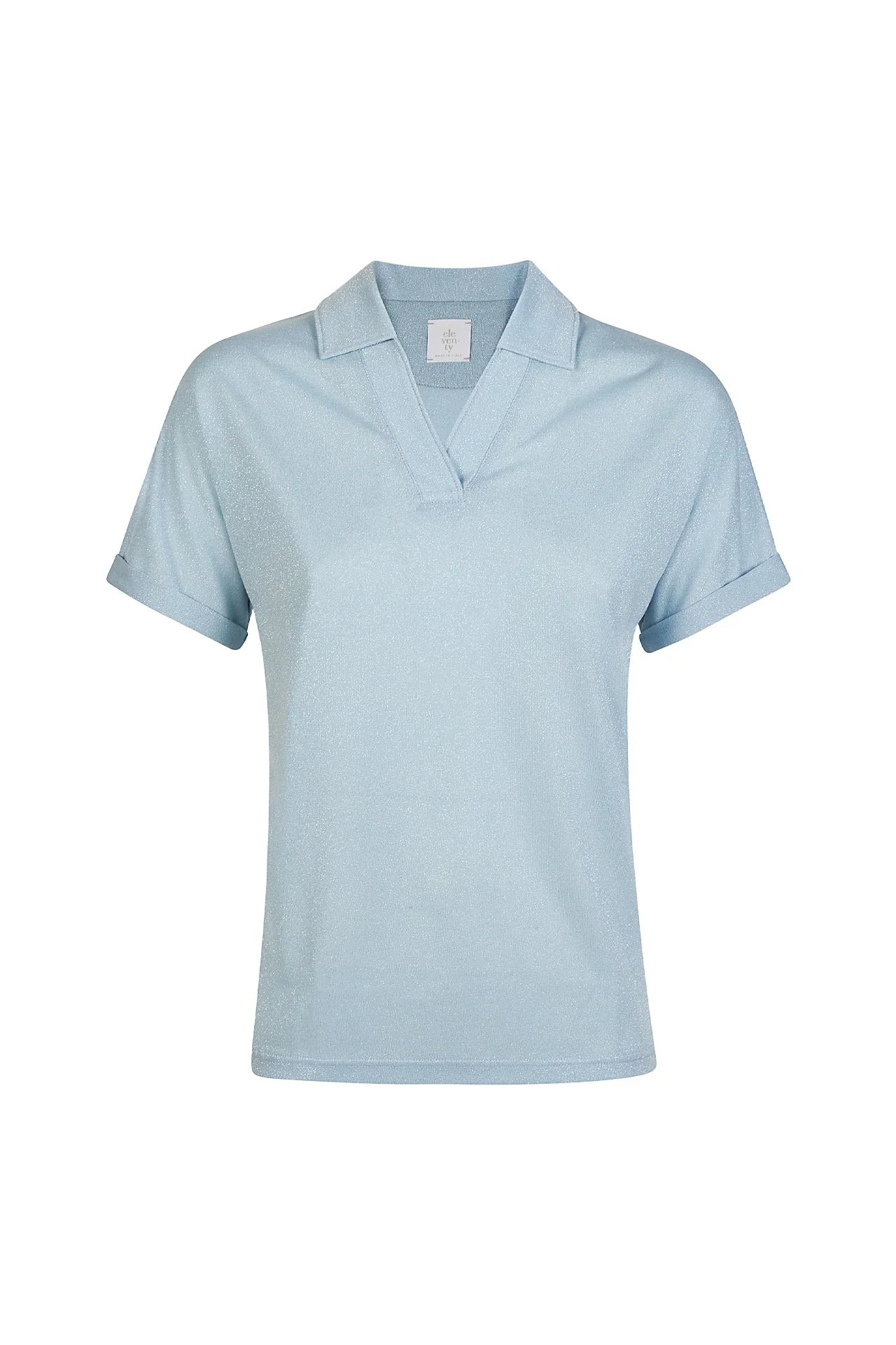 Women's Metallic Jersey Polo Shirts and T-Shirts | Eleventy - Image 2