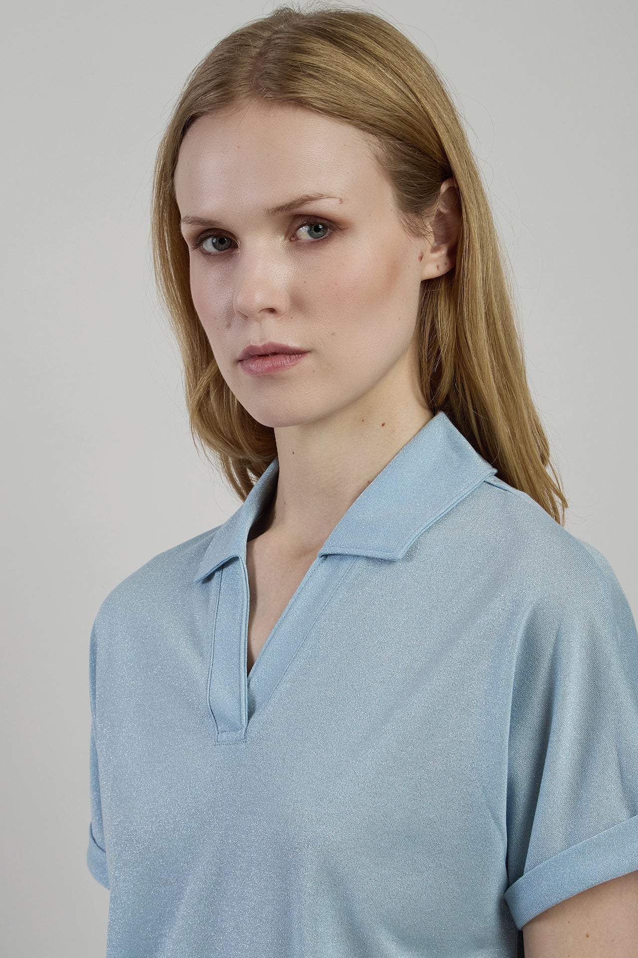 Women's Metallic Jersey Polo Shirts and T-Shirts | Eleventy - Image 5