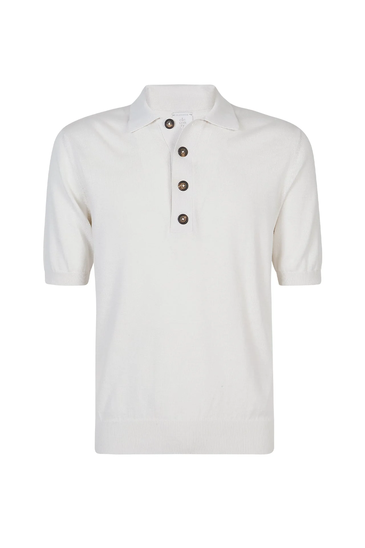 Cotton Cashmere English Rib Knitted Polo Shirt | Eleventy