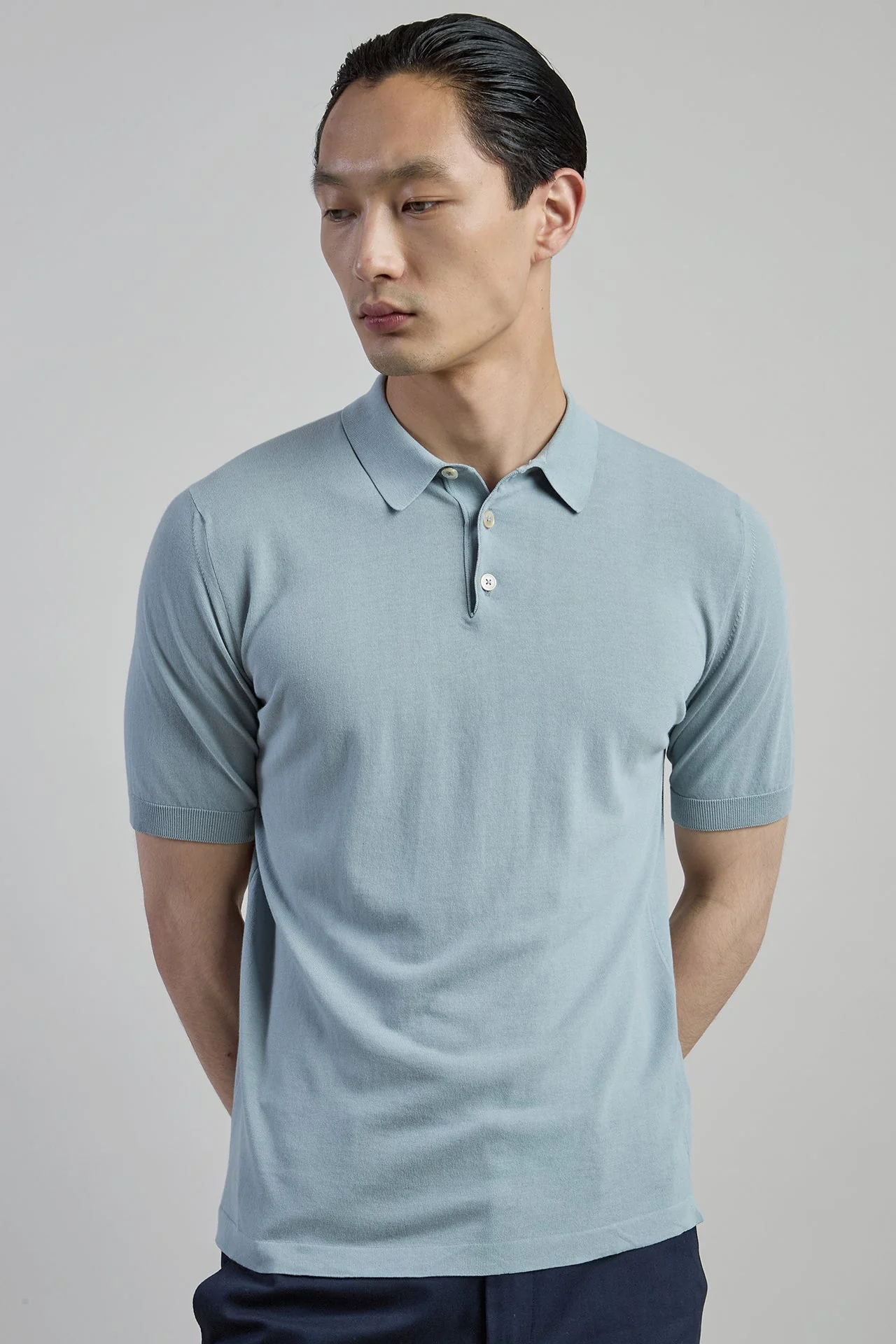Men's Crepe Cotton Knitted Polo Shirt | Eleventy - Image 2