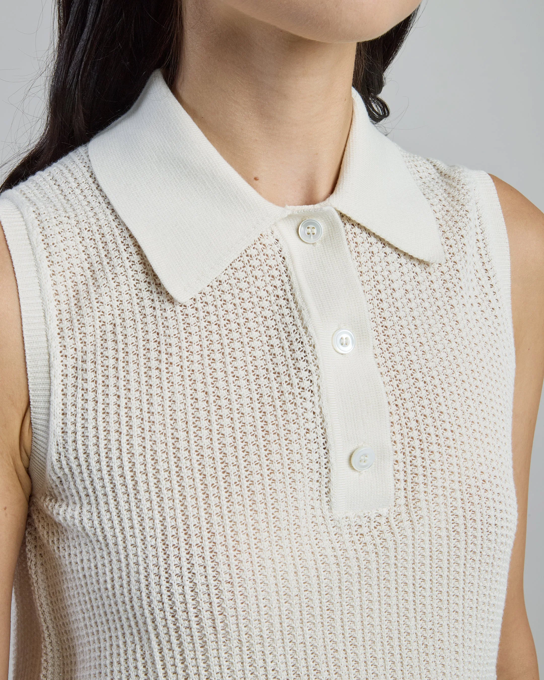 Women's Sleeveless Organic Cotton Knitted Polo | Eleventy - Image 4