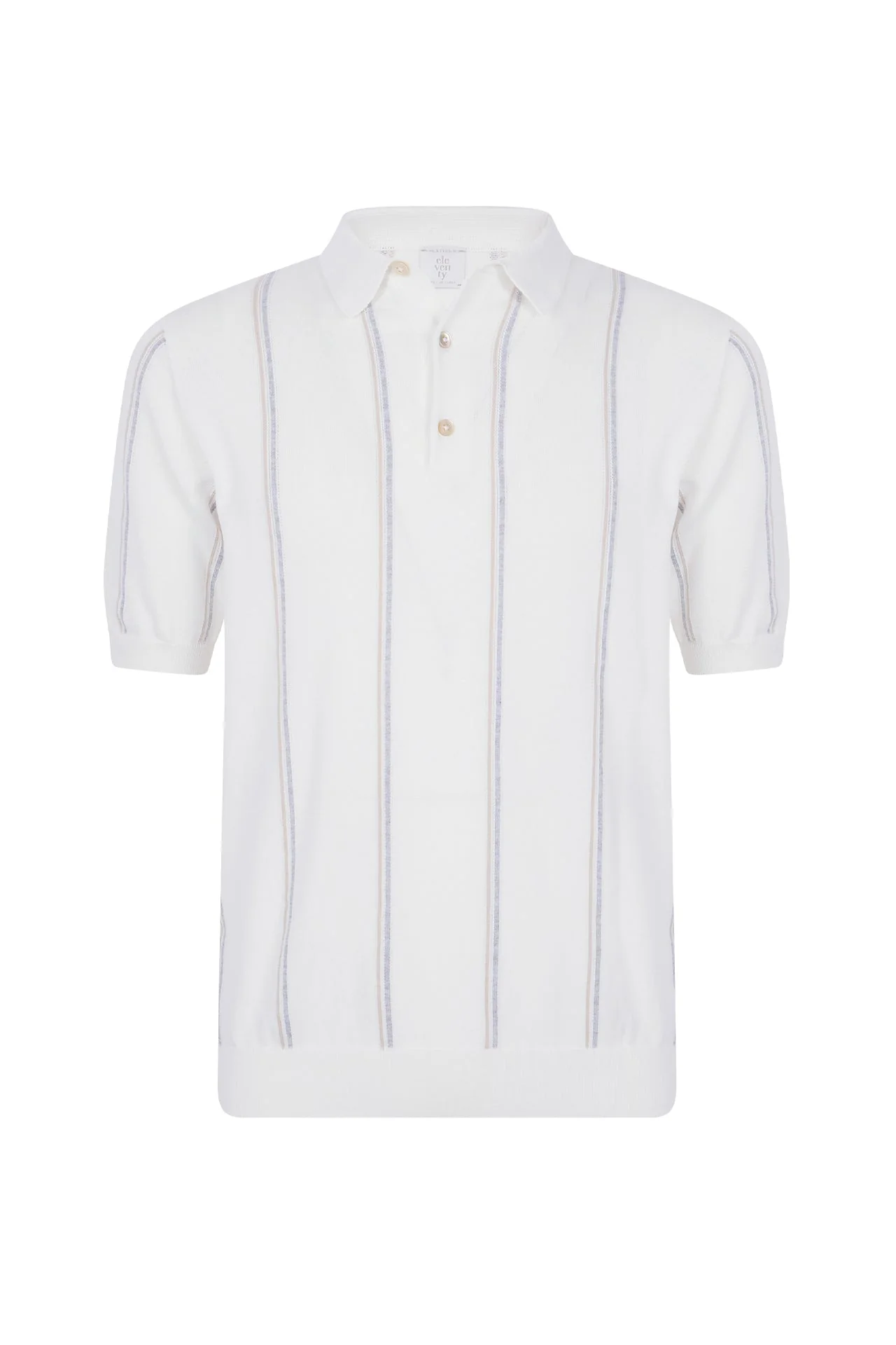 Men's Pinstripe Sea Island Cotton Knitted Polo Shirt | Eleventy