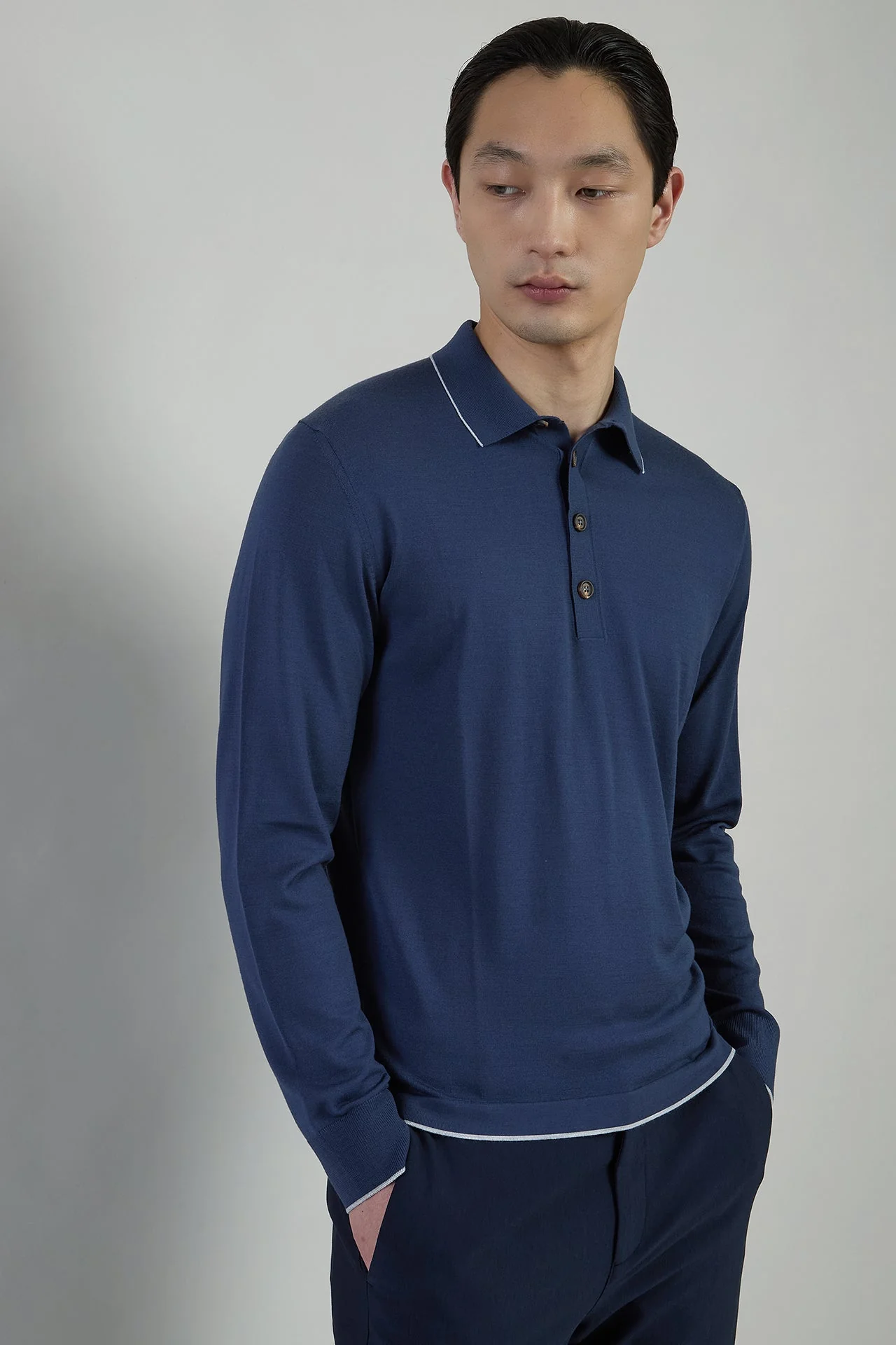 14 Micron Merino Wool Long-Sleeve Knitted Polo Shirt | Eleventy - Image 2