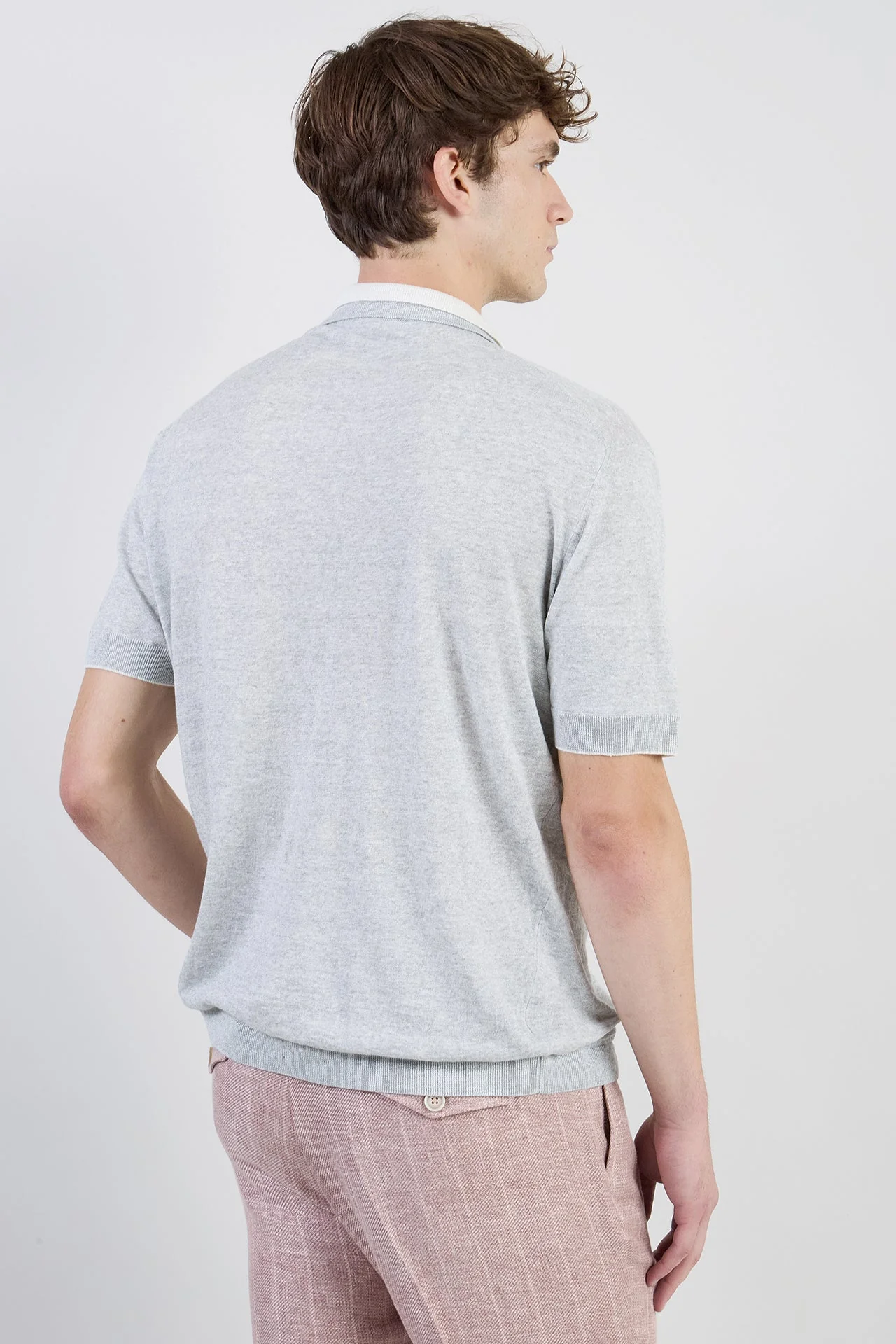 Men's Linen and Cashmere Knitted Polo Shirt | Eleventy - Image 3