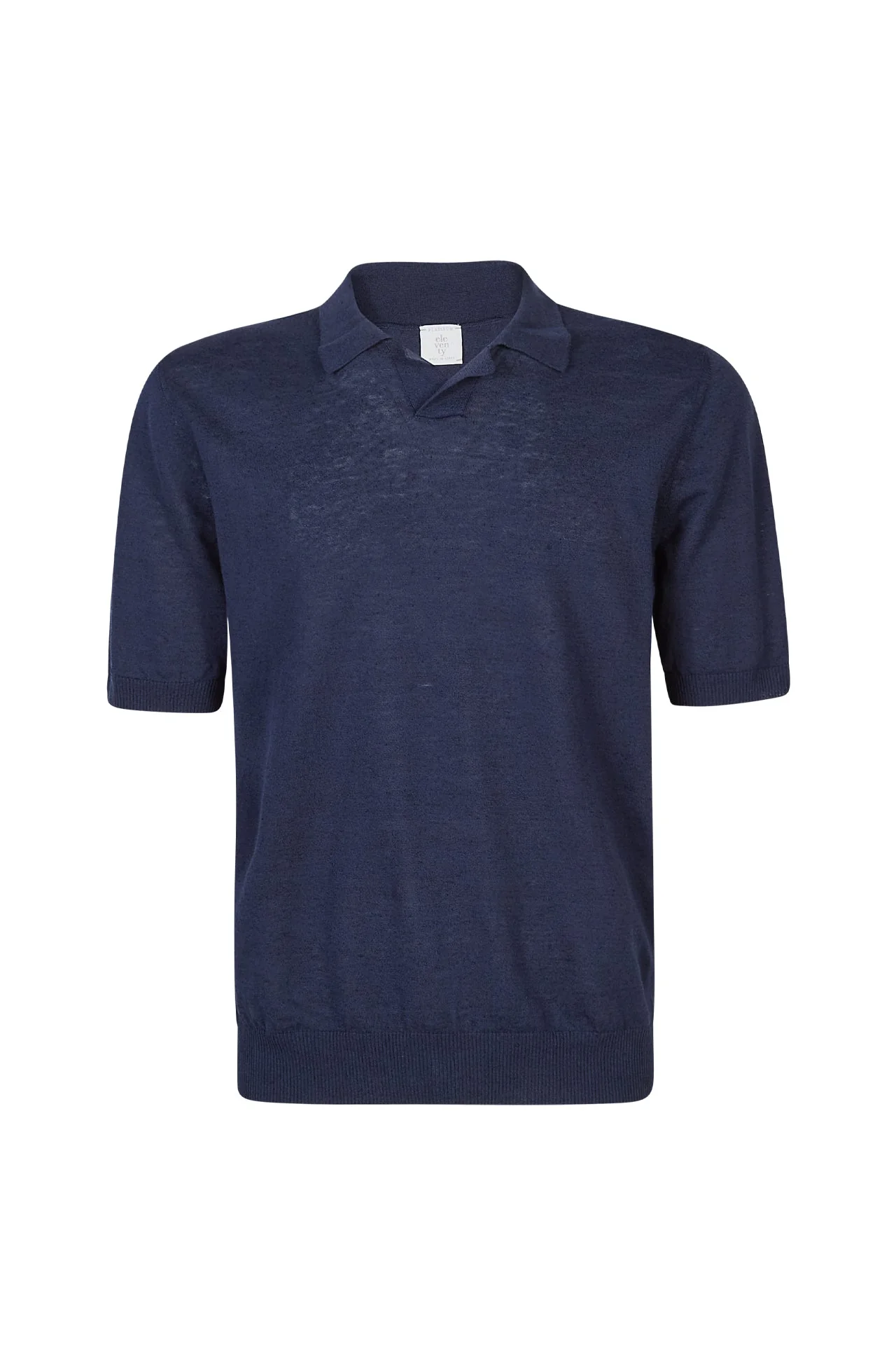 Short-Sleeved Linen and Cotton Knitted Polo Shirt | Eleventy