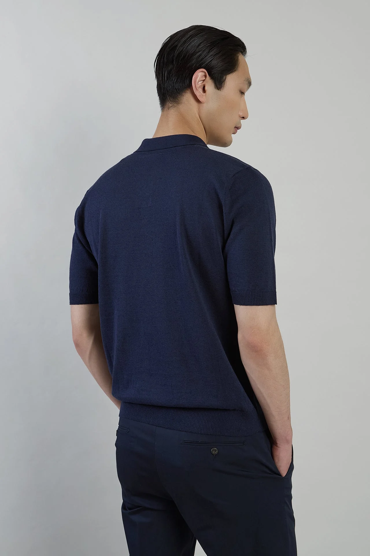 Short-Sleeved Linen and Cotton Knitted Polo Shirt | Eleventy - Image 3