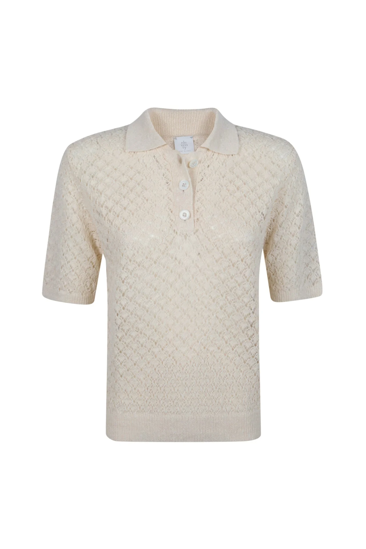 Linen and Silk Knitted Polo Shirt with Exclusive Stitch | Eleventy