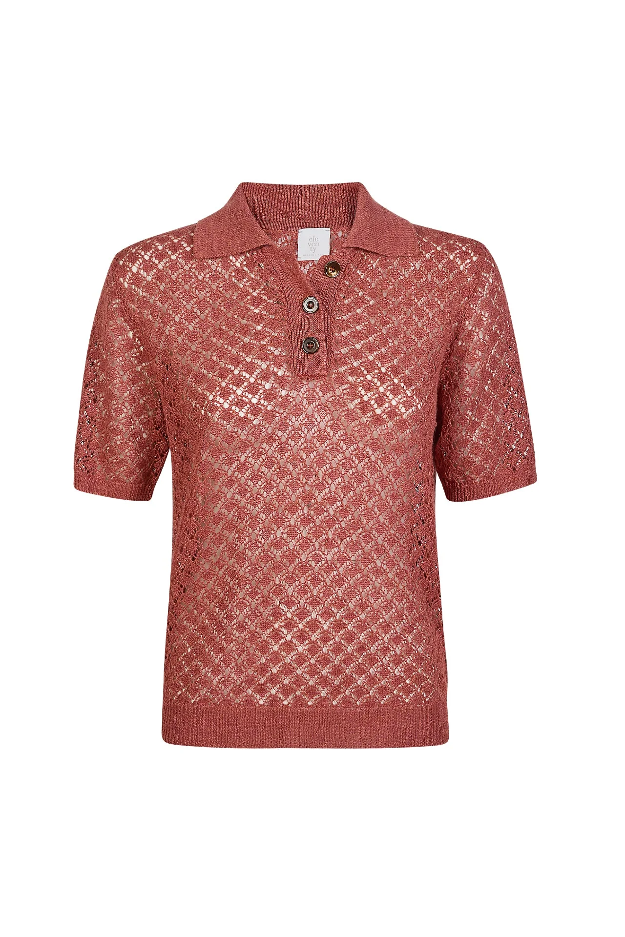Linen and Silk Knitted Polo Shirt with Exclusive Stitch | Eleventy - Image 2