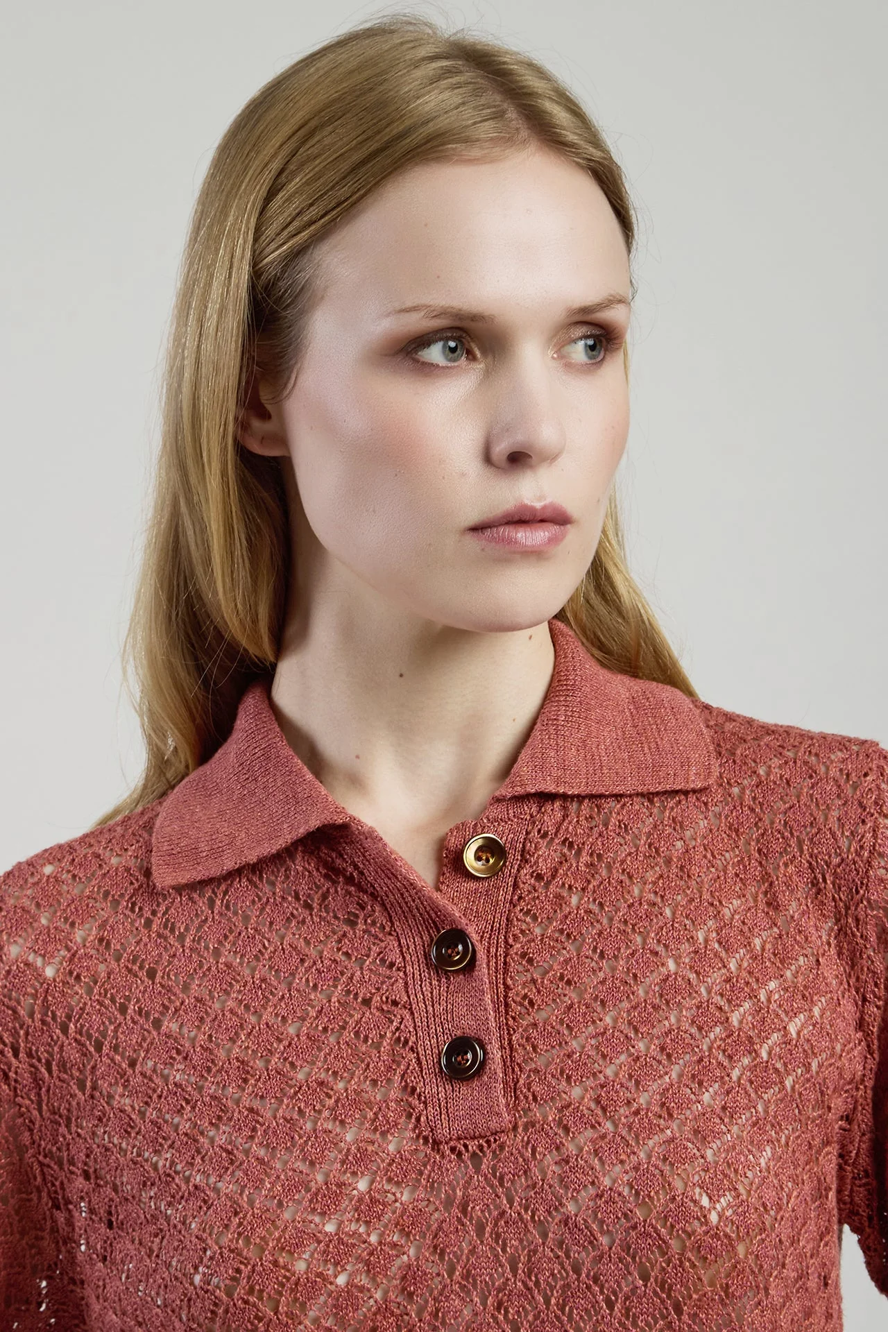 Linen and Silk Knitted Polo Shirt with Exclusive Stitch | Eleventy - Image 5