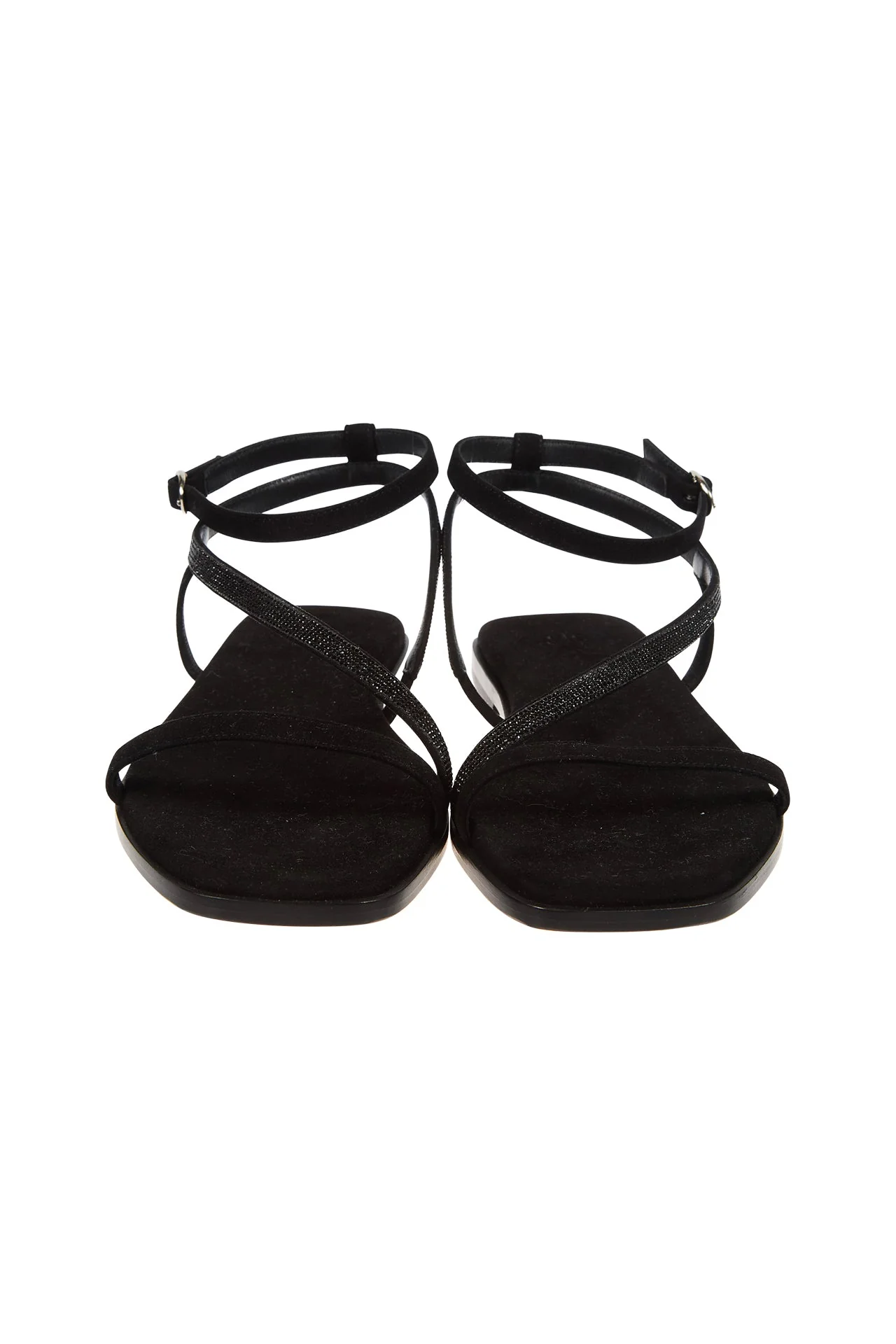 Women's Suede Flat Sandals with Rhinestone Straps | Eleventy - Image 4