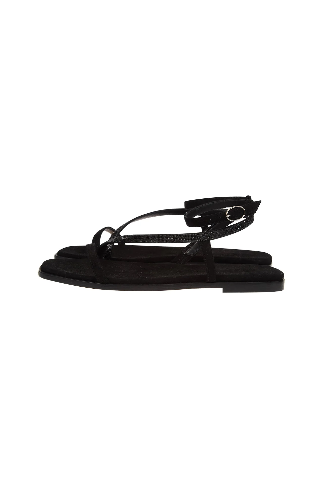 Women's Suede Flat Sandals with Rhinestone Straps | Eleventy - Image 5