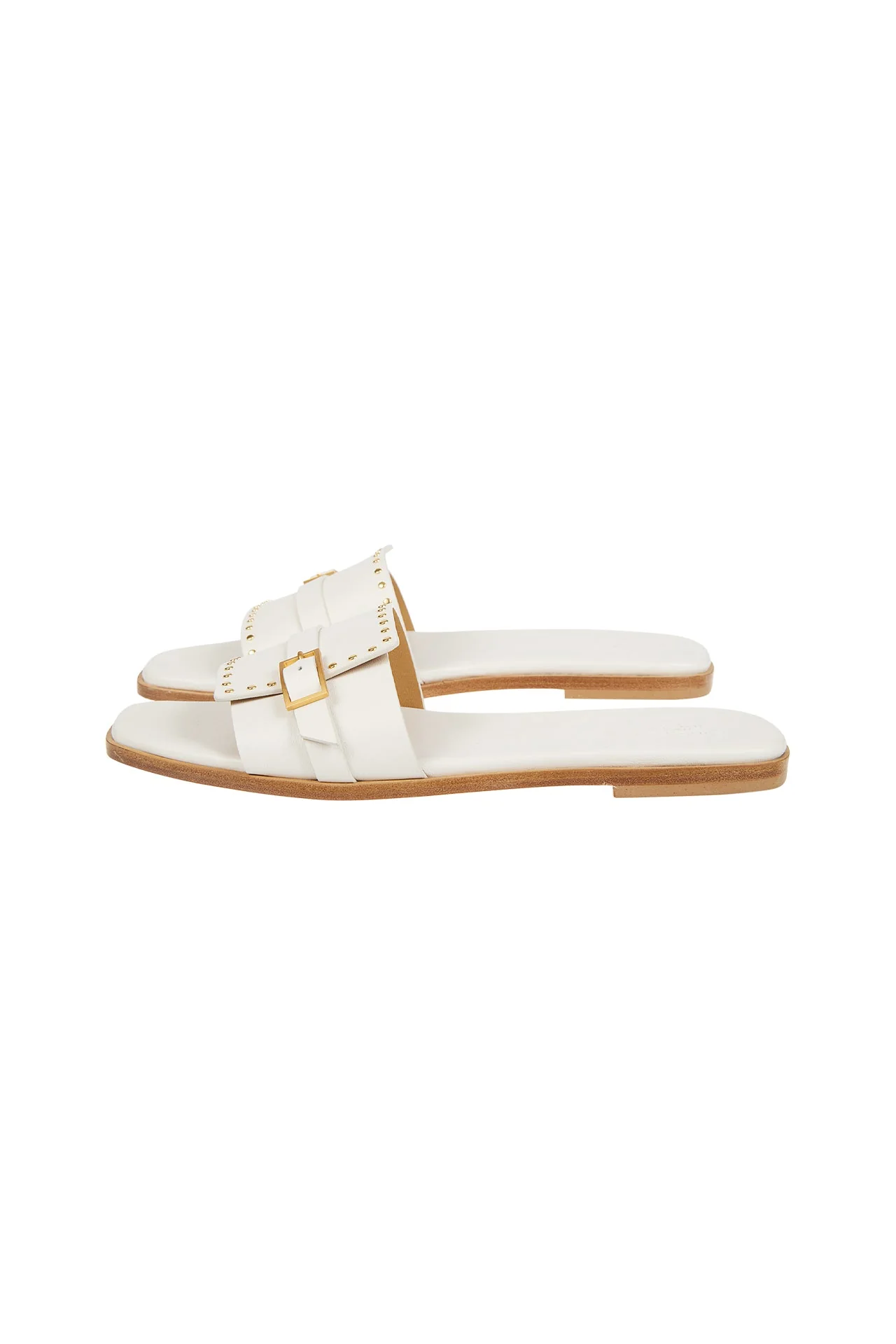 Women's Nappa Leather Flat Slides with Micro-Studs | Eleventy - Image 4