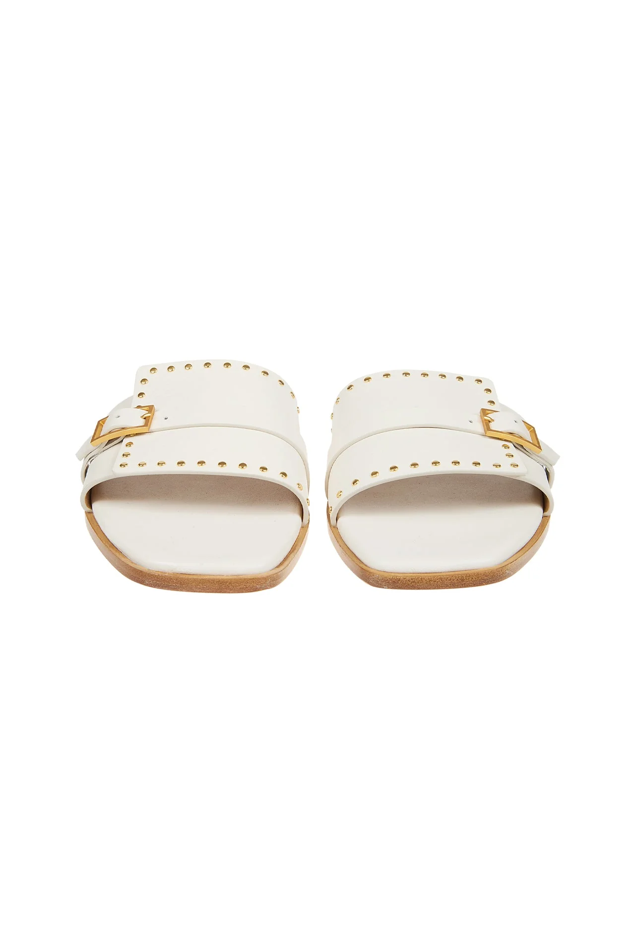 Women's Nappa Leather Flat Slides with Micro-Studs | Eleventy - Image 5