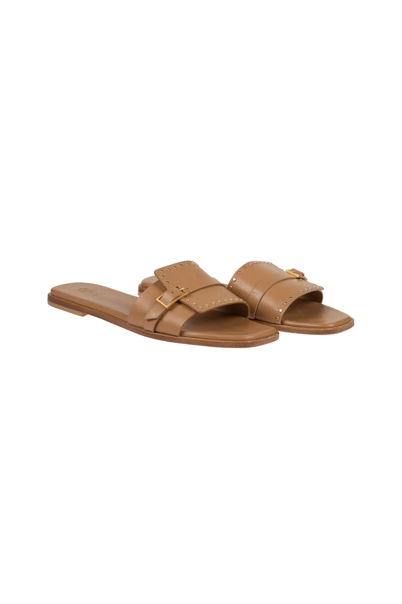 Women's Nappa Leather Flat Slides with Micro-Studs | Eleventy - Image 7