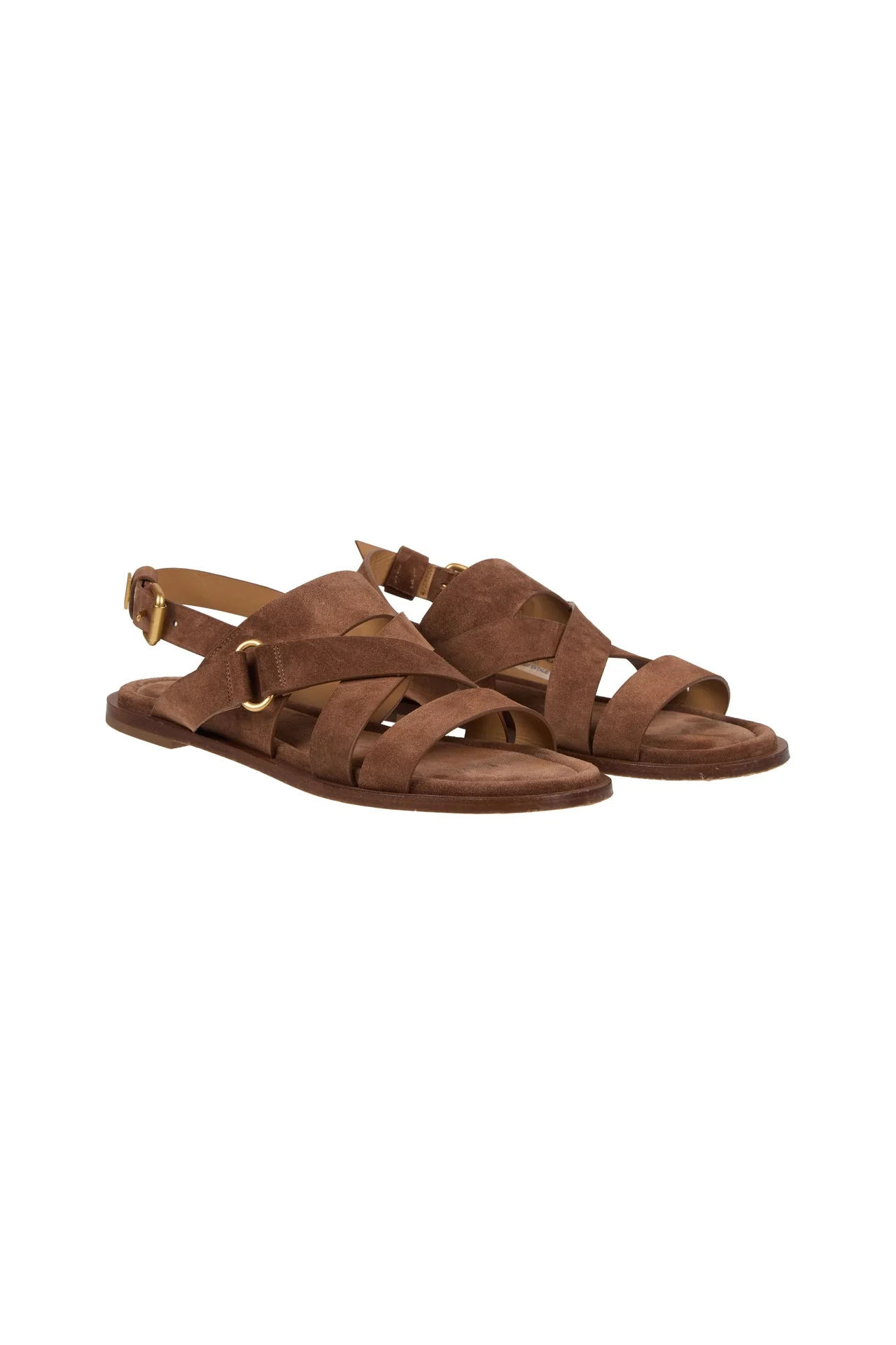 Women's Flat Suede Sandals with Buckle Straps | Eleventy - Image 4