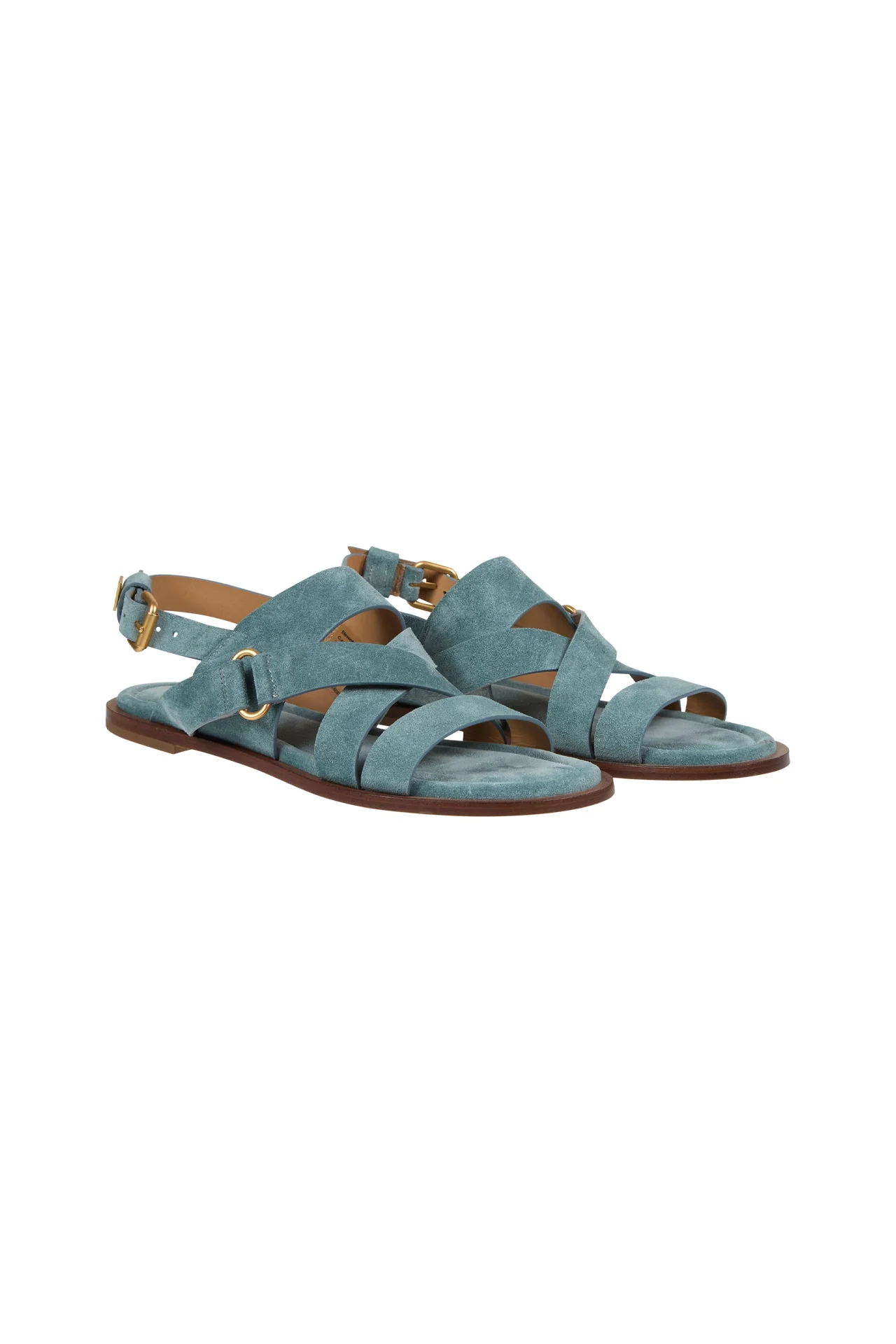 Women's Flat Suede Sandals with Buckle Straps | Eleventy - Image 5