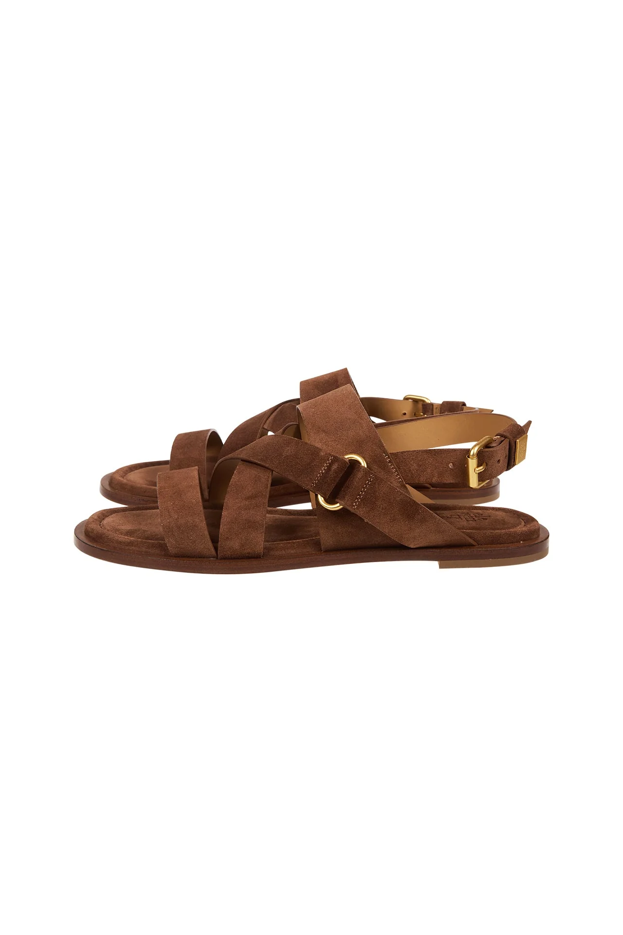 Women's Flat Suede Sandals with Buckle Straps | Eleventy - Image 6