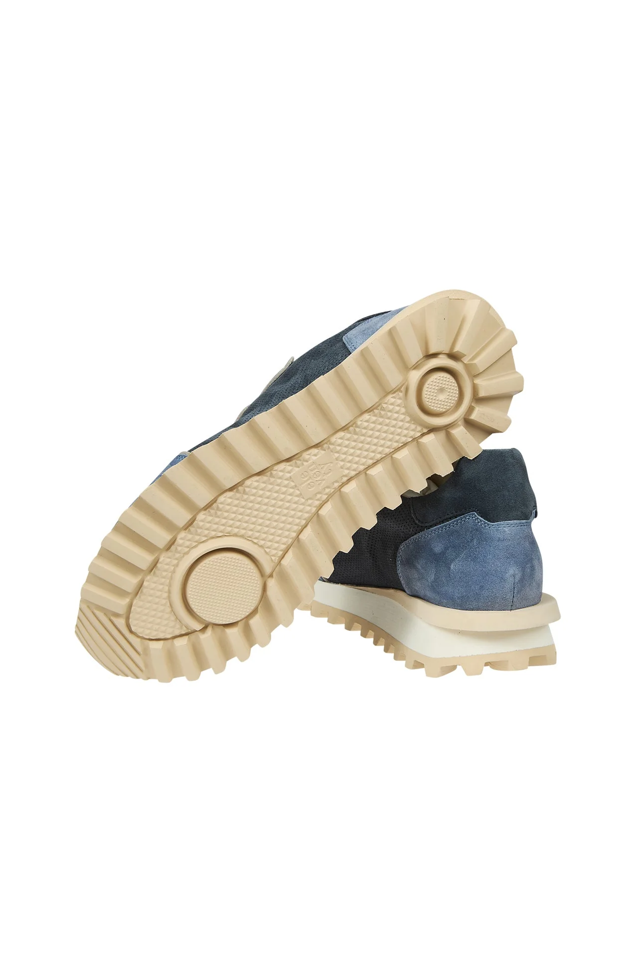 Men's Perforated Suede Trainers in Navy Blue | Eleventy - Image 3