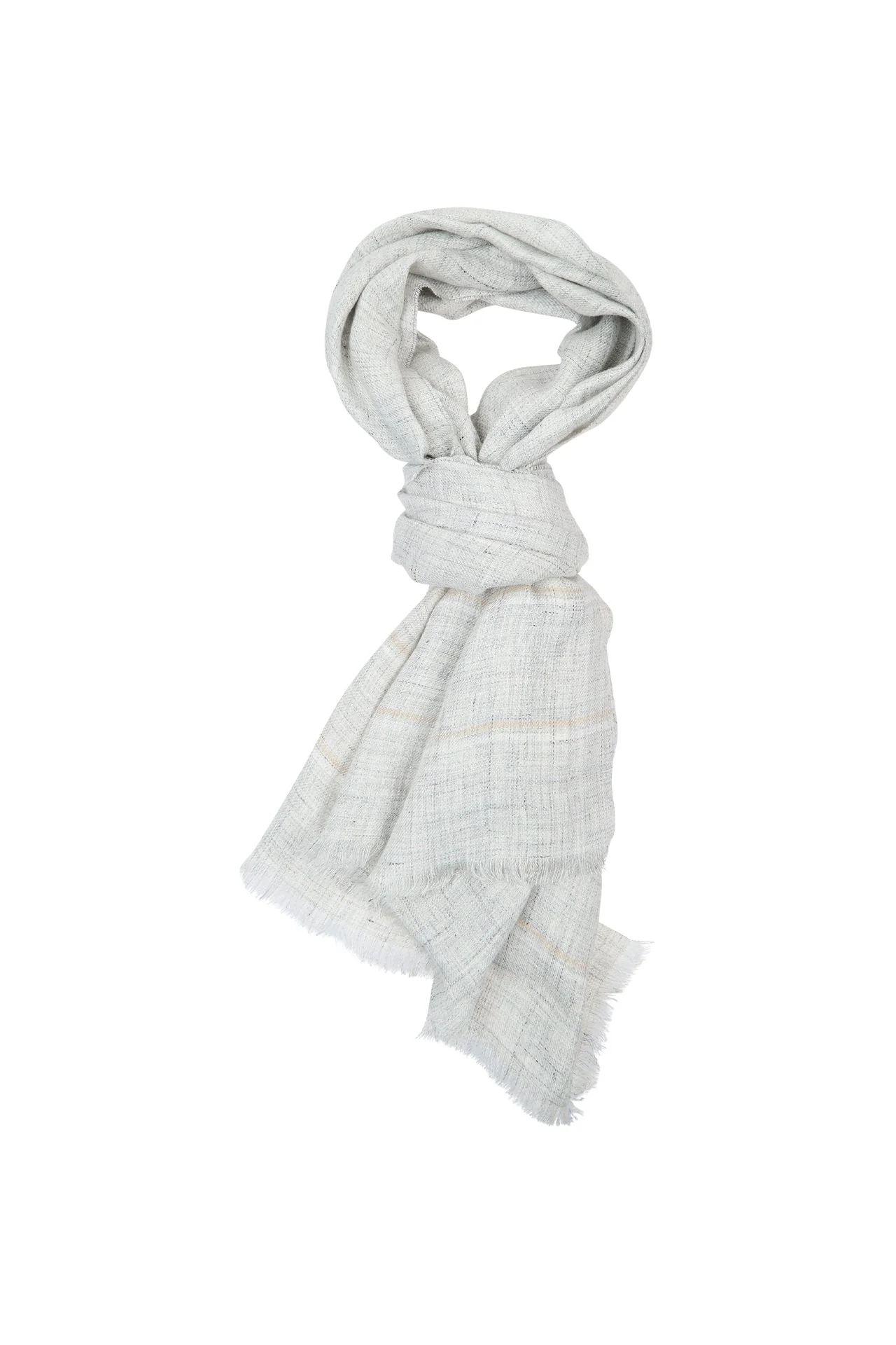 Men's Striped Linen Scarf with Hand-Knotted Edges | Eleventy