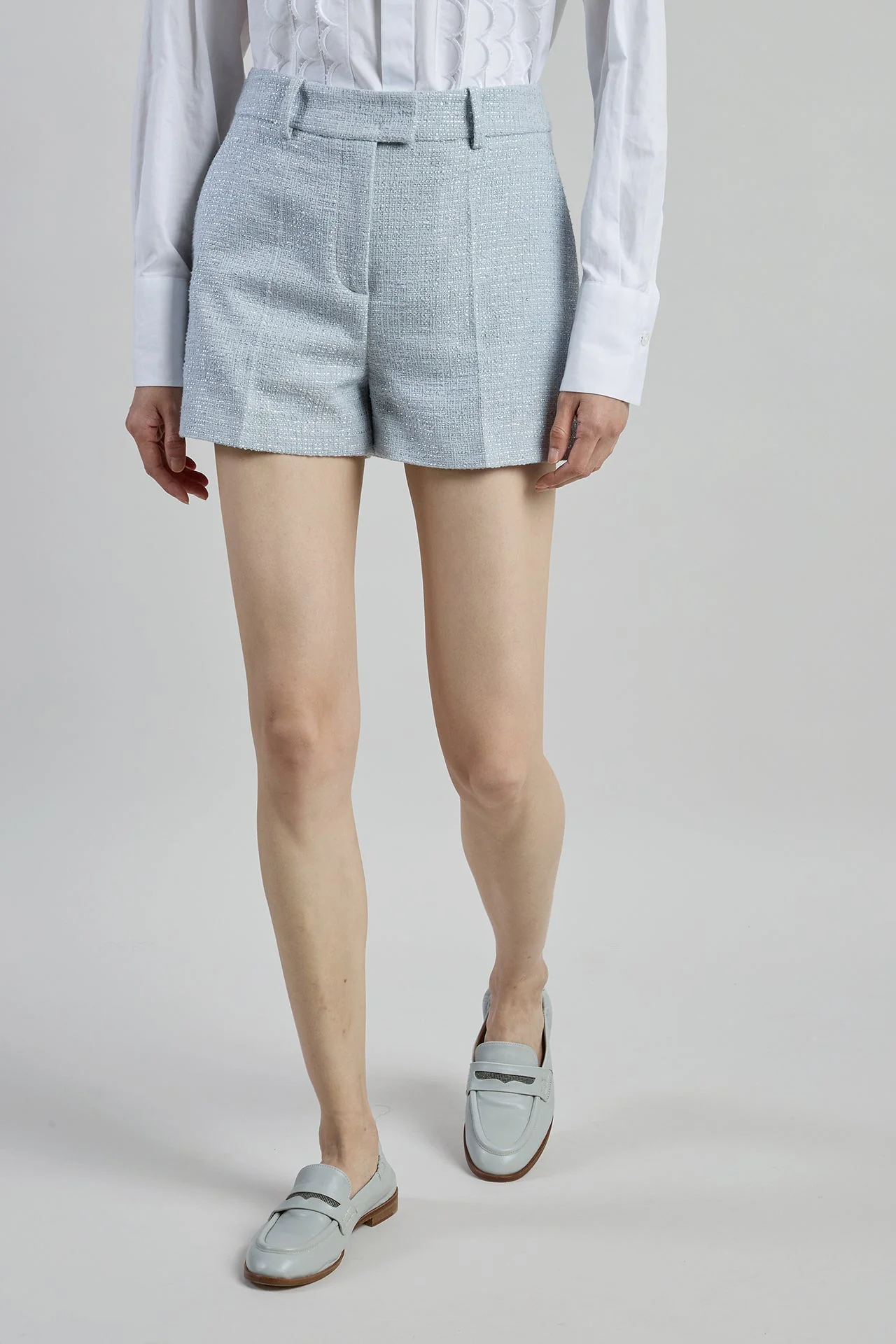Women's Cotton Bouclé Shorts with Sequin Details | Eleventy - Image 3