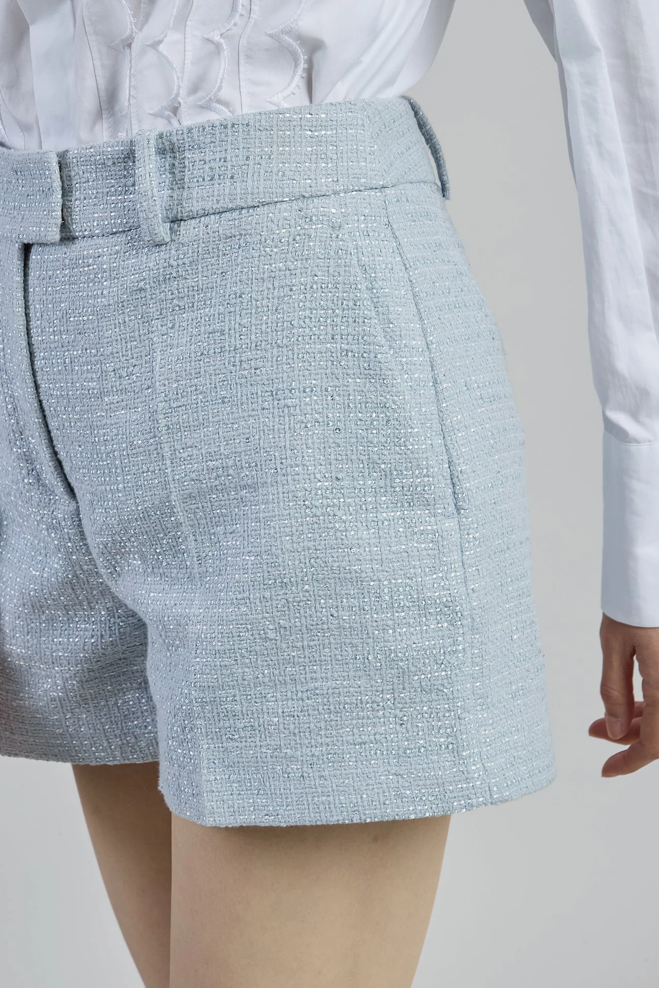 Women's Cotton Bouclé Shorts with Sequin Details | Eleventy - Image 4